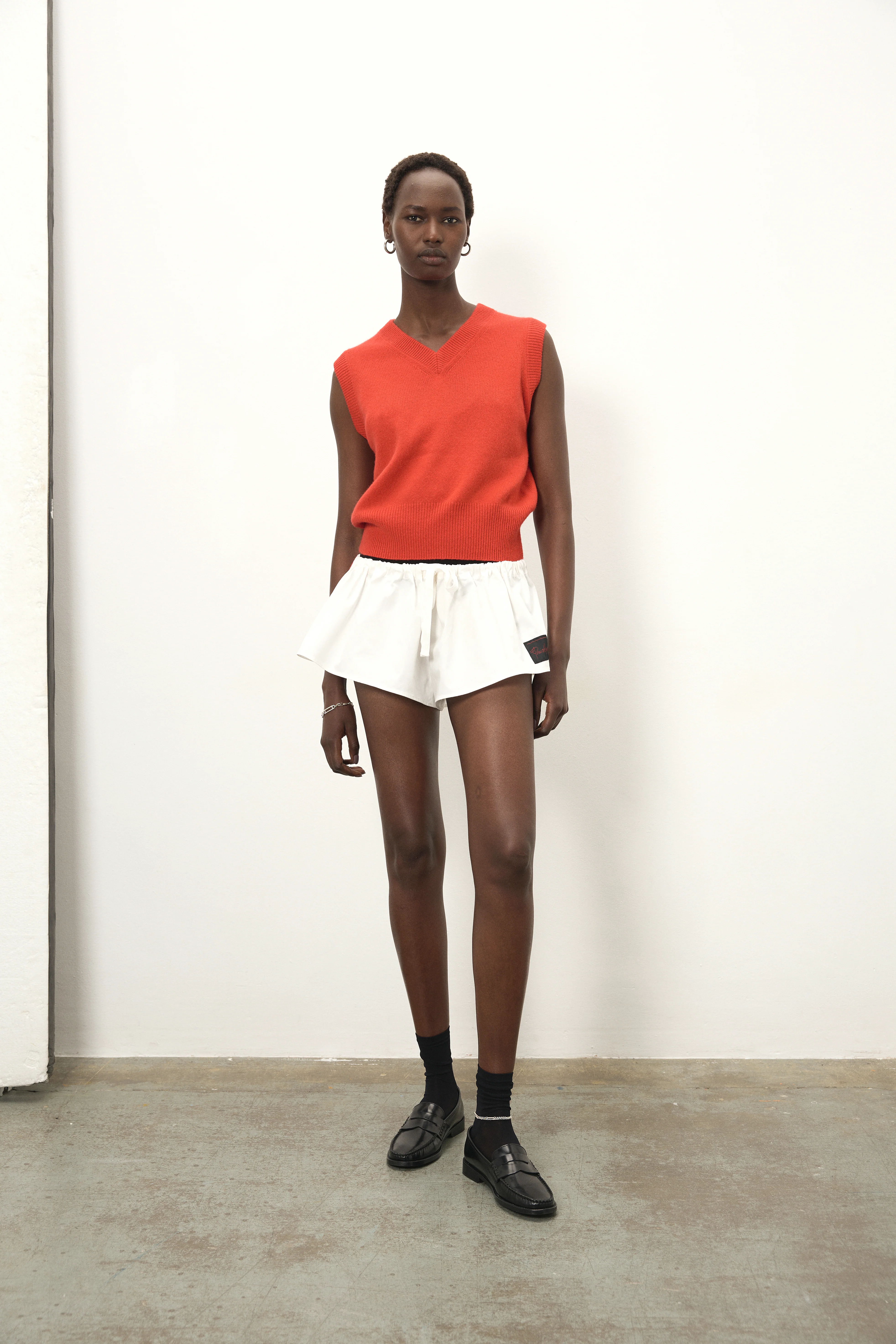 Austin Shorts - White & Red Piping Cotton Poplin - Image 4
