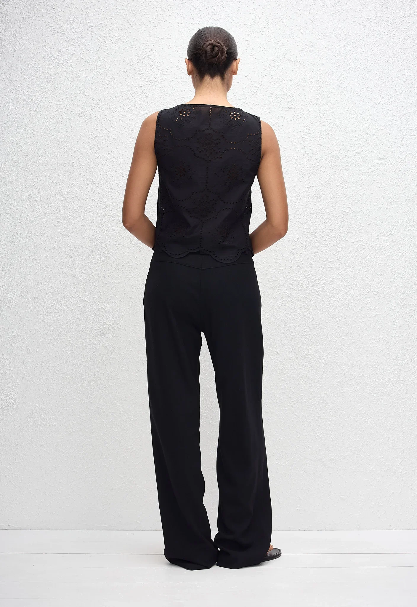 Broderie Tie Blouse - Black - Image 4