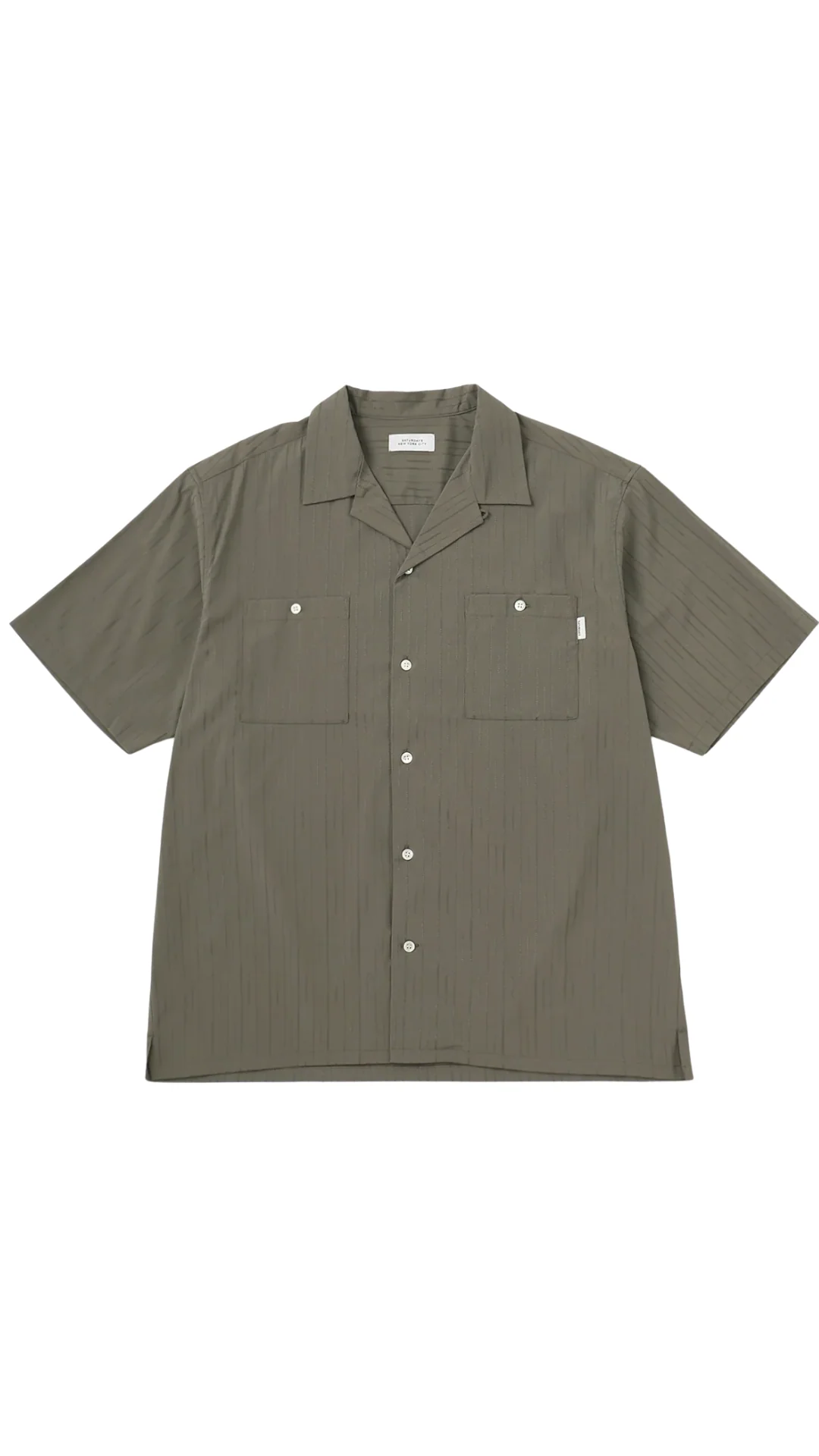 Canty Dobby Stripe Short Sleeve Shirt - Olive Green