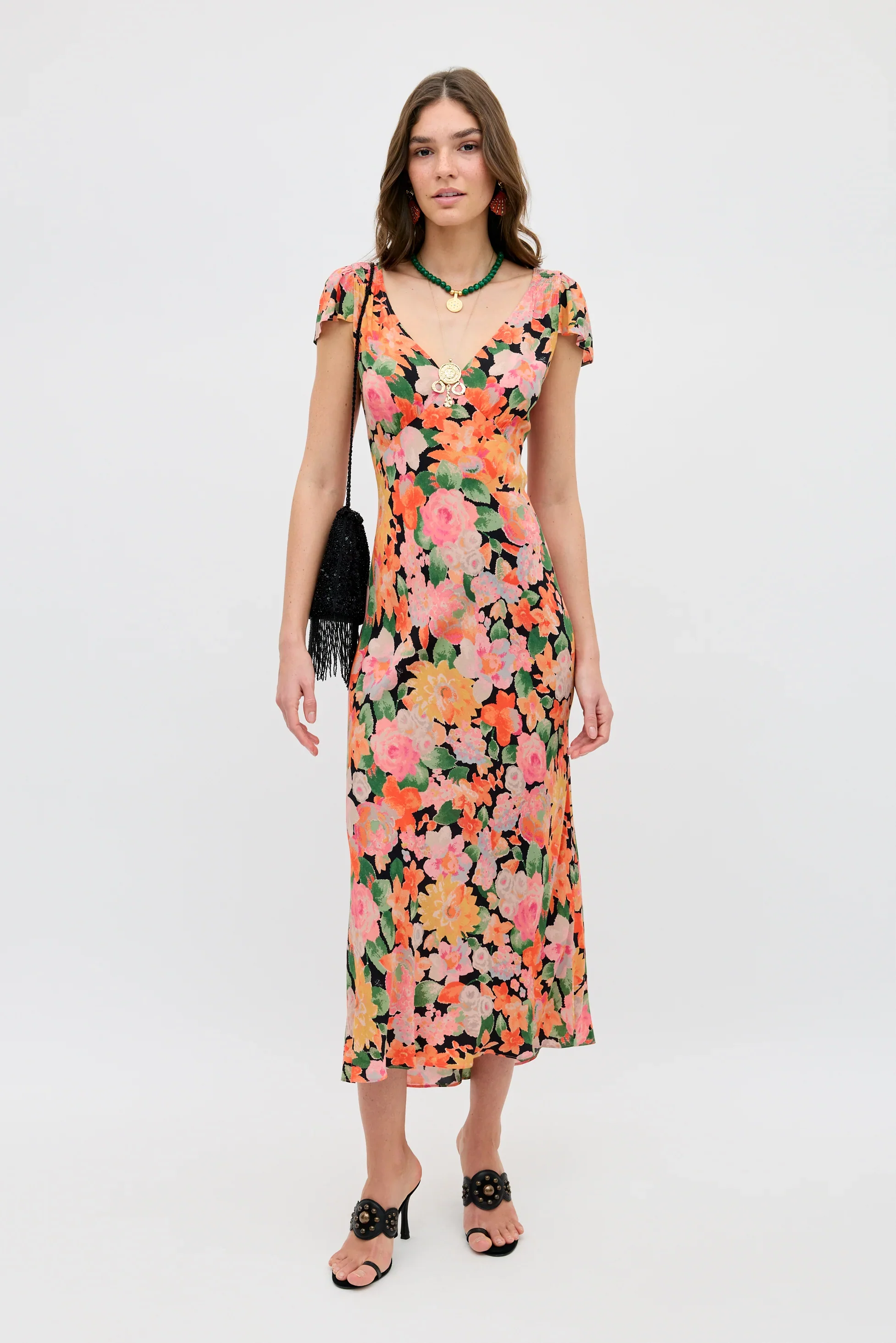 Cathy Midi Dress - Black Floral - Image 3
