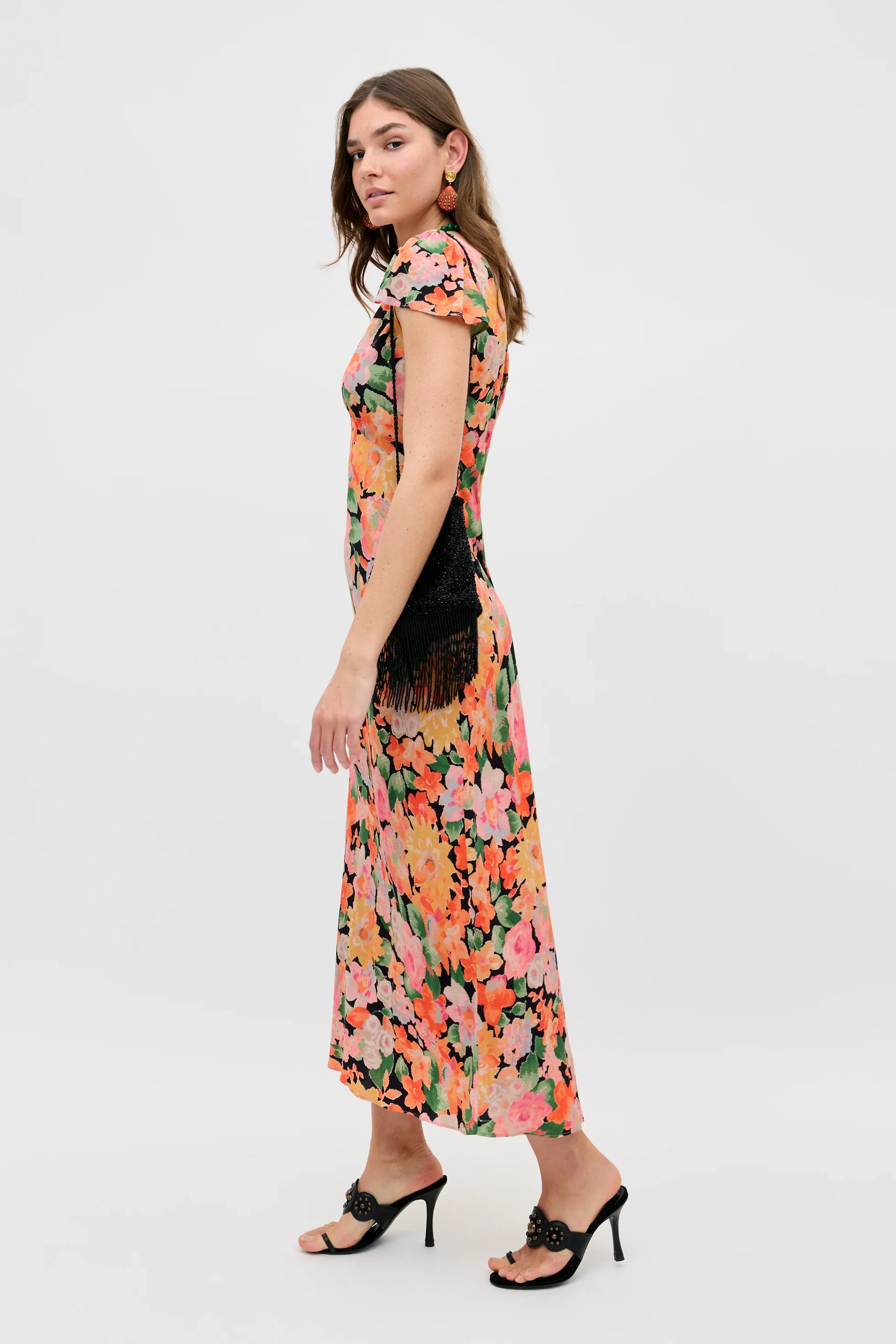 Cathy Midi Dress - Black Floral - Image 4