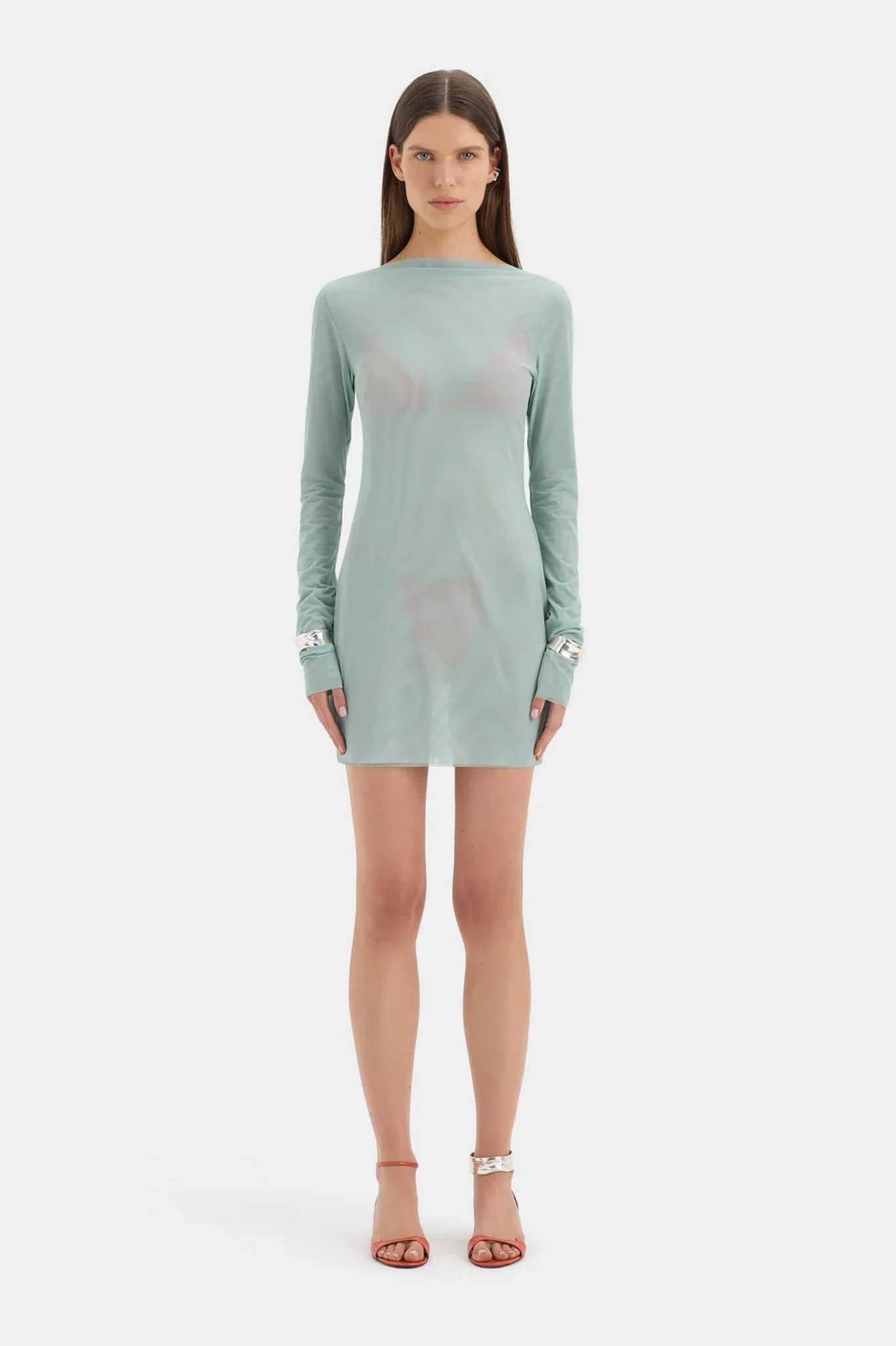 Costa Gathered Mini Dress - Tangerine Splice - Image 9