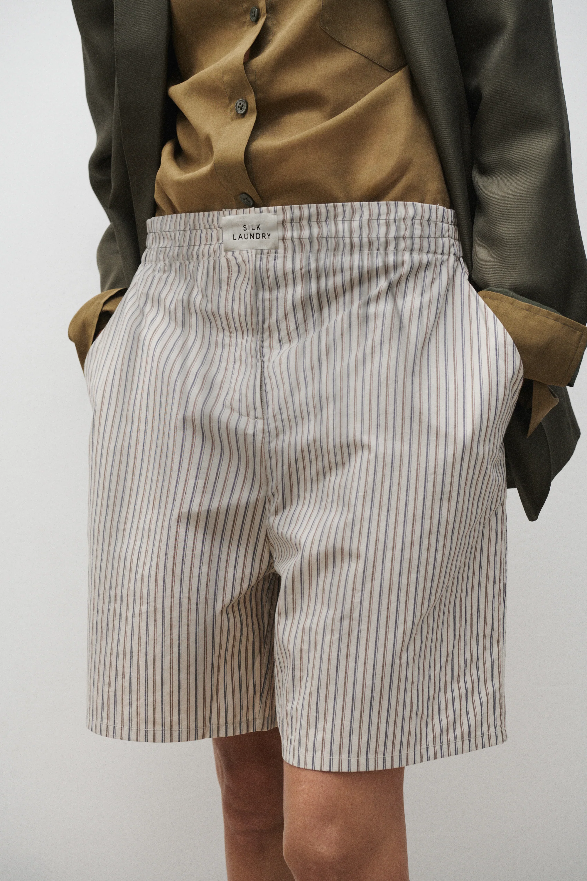 Cotton Silk Boxers - Slate Stripe - Image 2