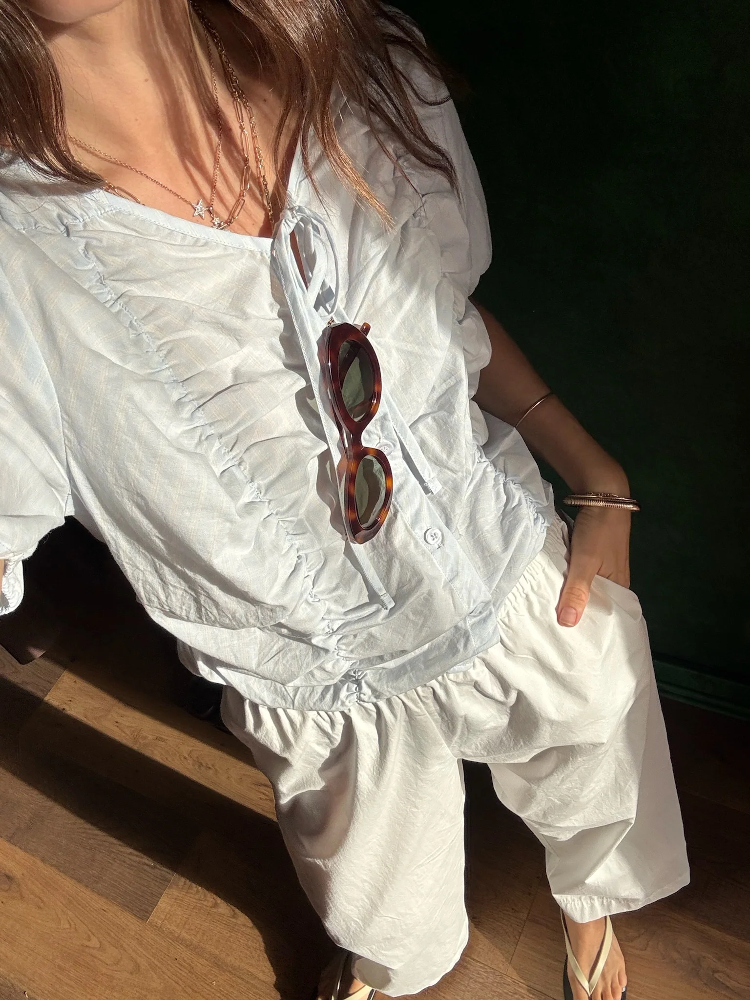 Crinkle Top - Powder Blue Stripe - Image 2