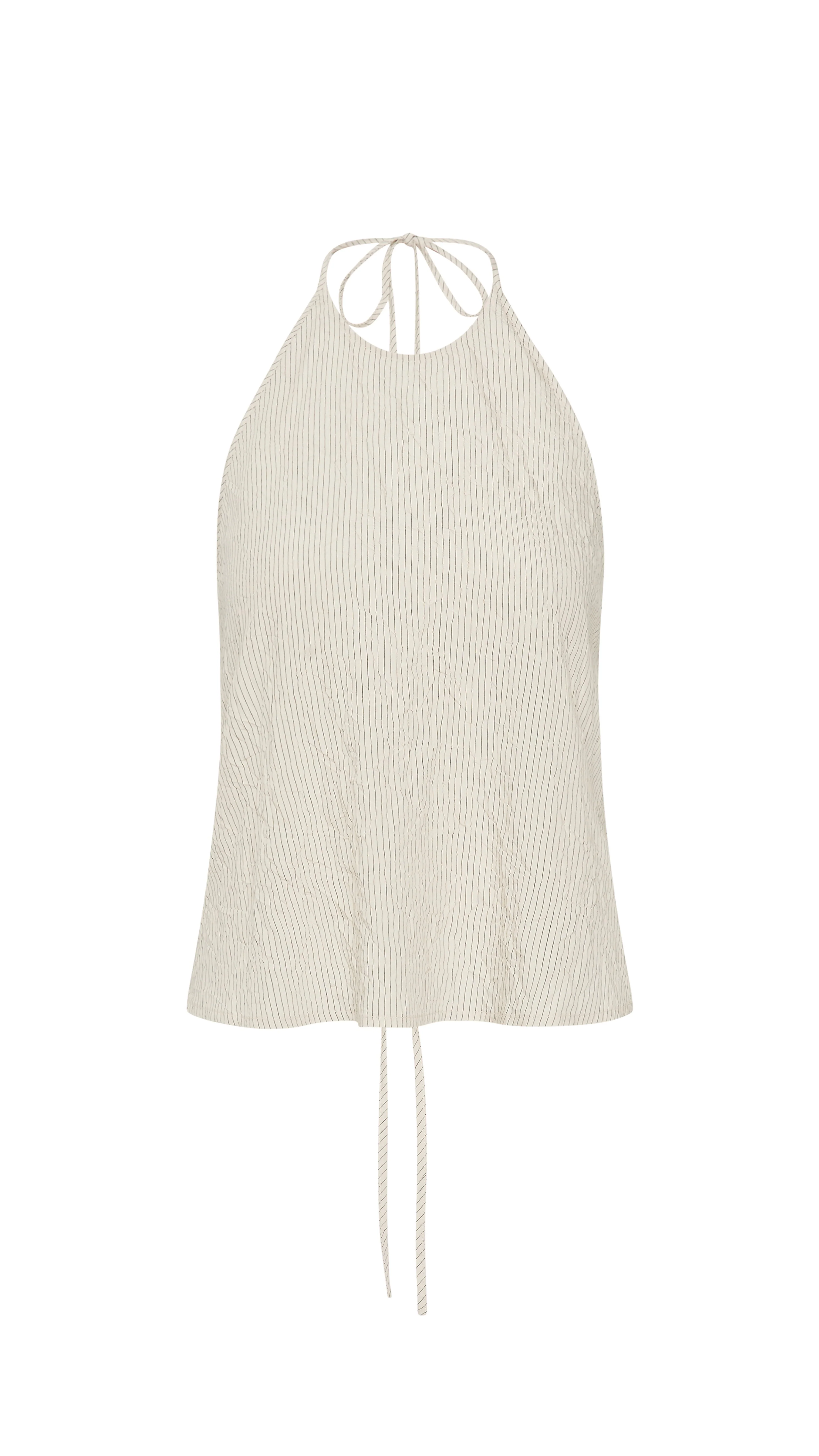 Crushed Halter Top - Petite Pinstripe