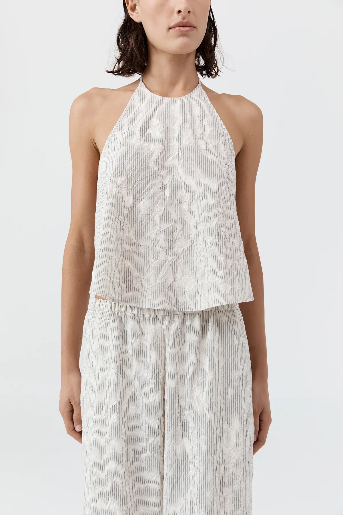 Crushed Halter Top - Petite Pinstripe - Image 3