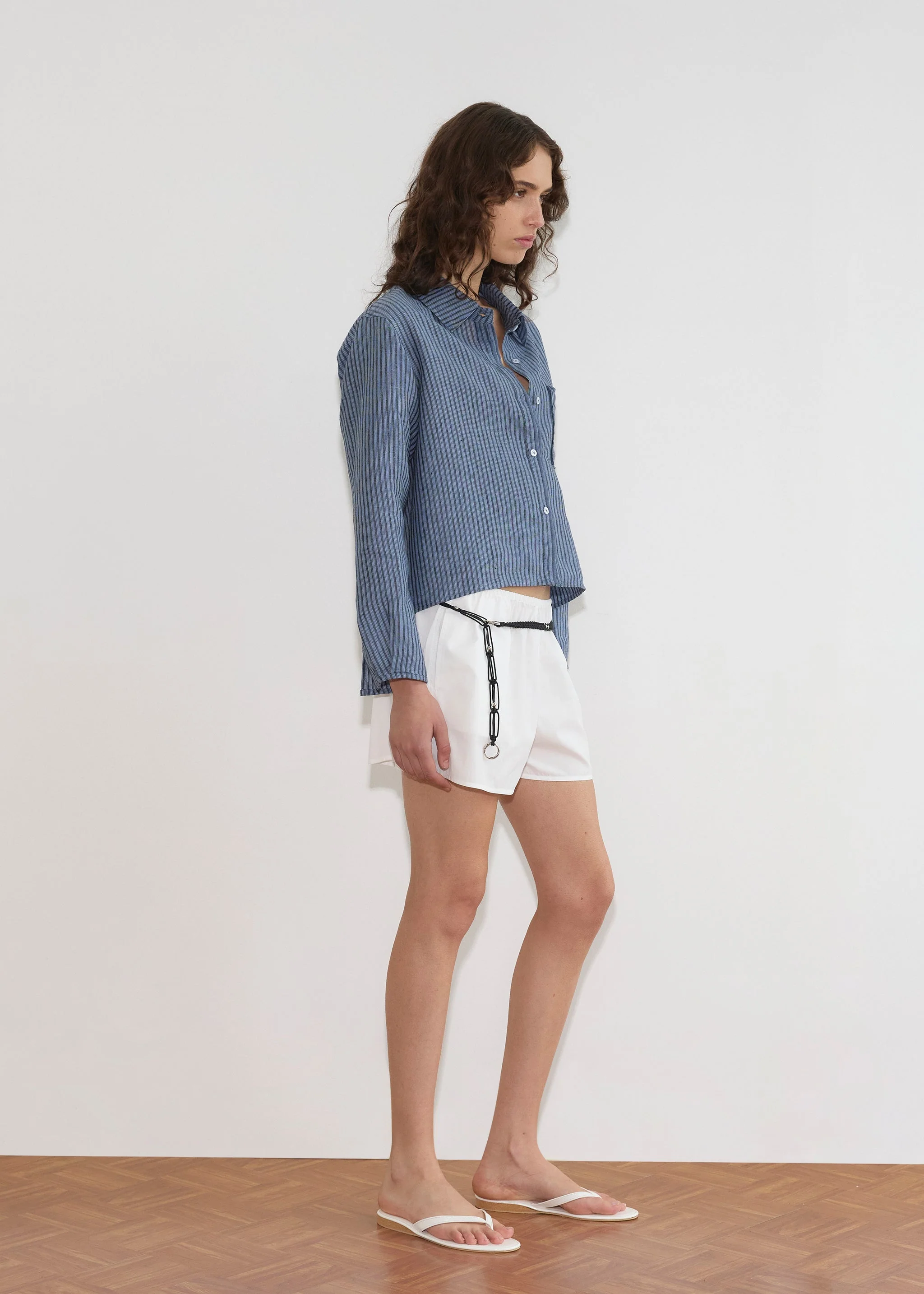 Double Placket Shirt - Azure Stripe - Image 4