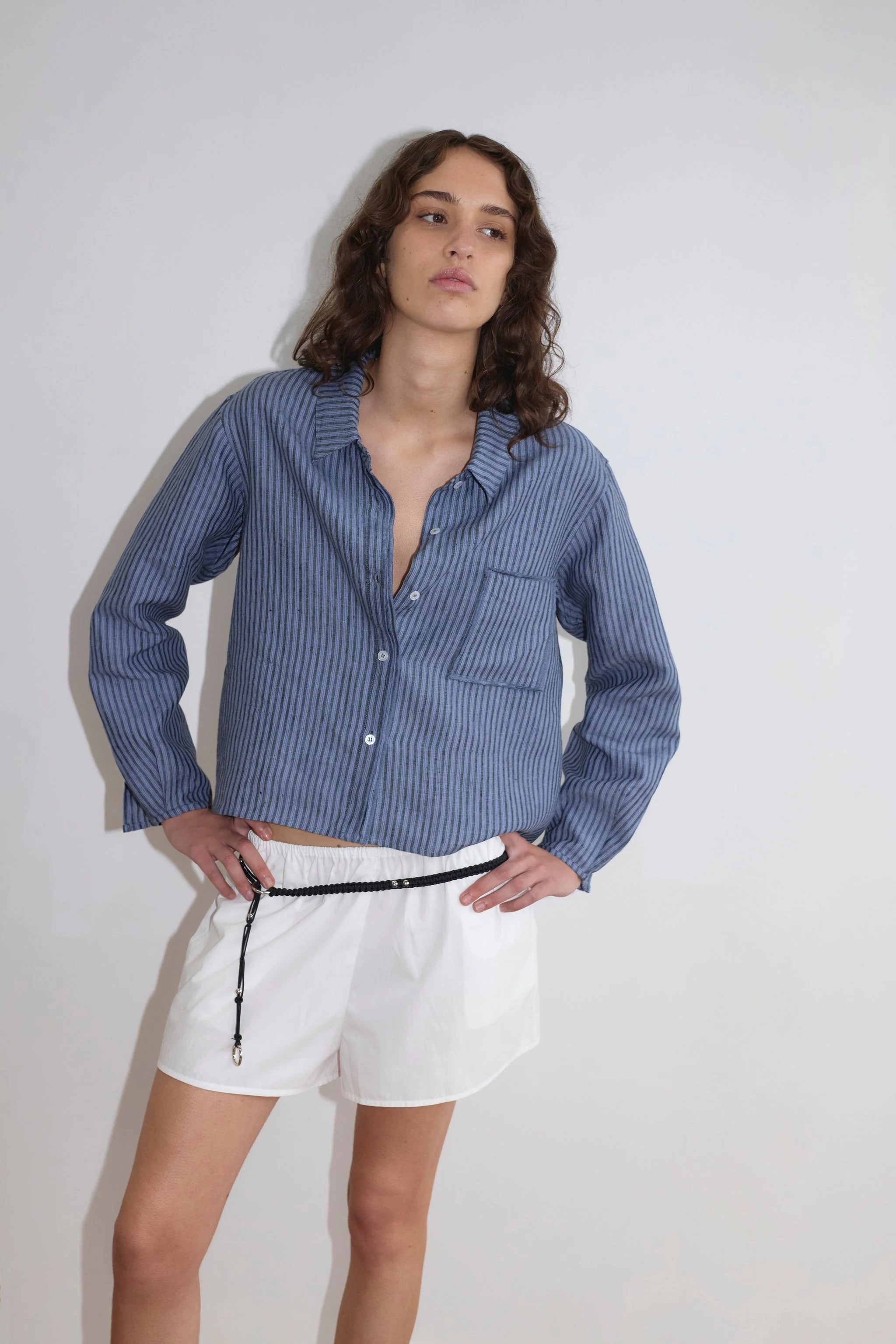 Double Placket Shirt - Azure Stripe - Image 5