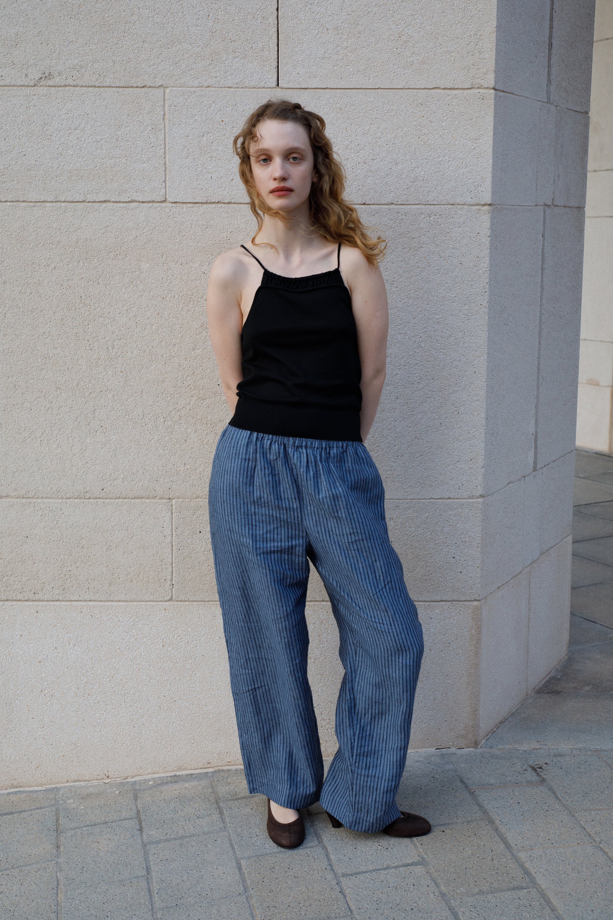 Linen Ease Trouser - Azure Stripe - Image 5