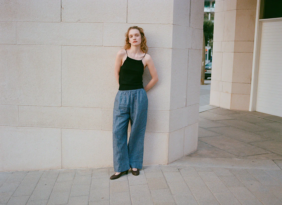 Linen Ease Trouser - Azure Stripe - Image 7