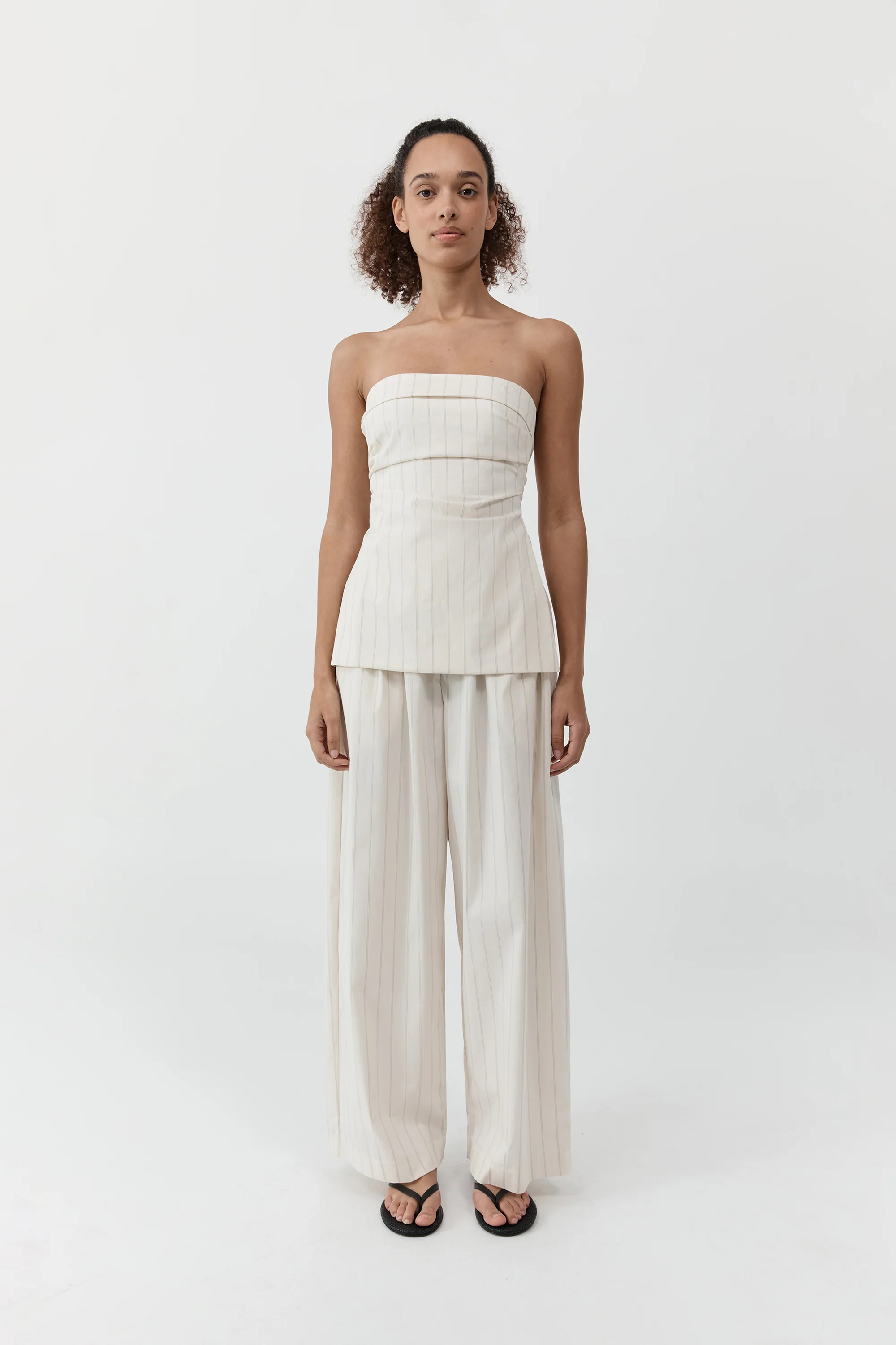 Everyday Relaxed Pants - Ecru Stripe - Image 3