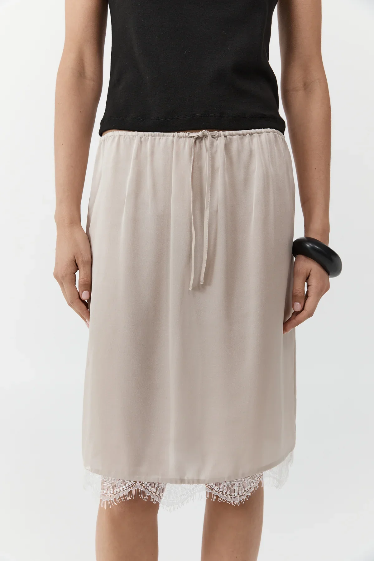 Fine Lace Skirt - Stone - Image 5