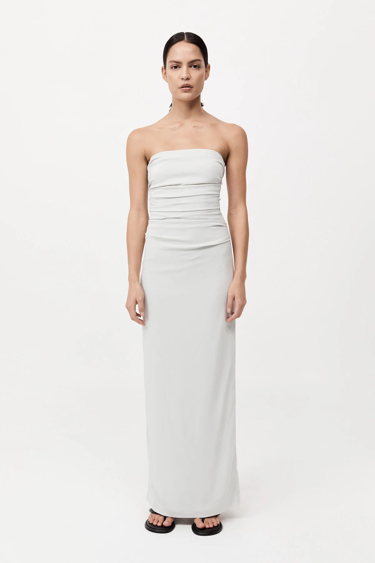Strapless Tie Back Dress - Silver - Image 2