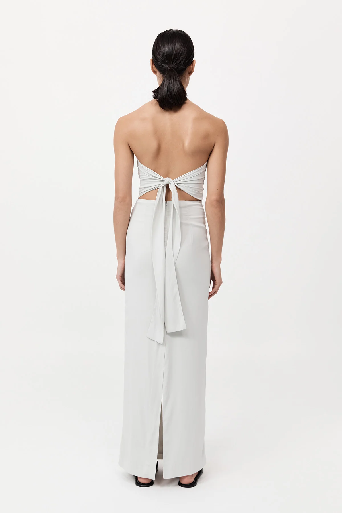 Strapless Tie Back Dress - Silver - Image 3