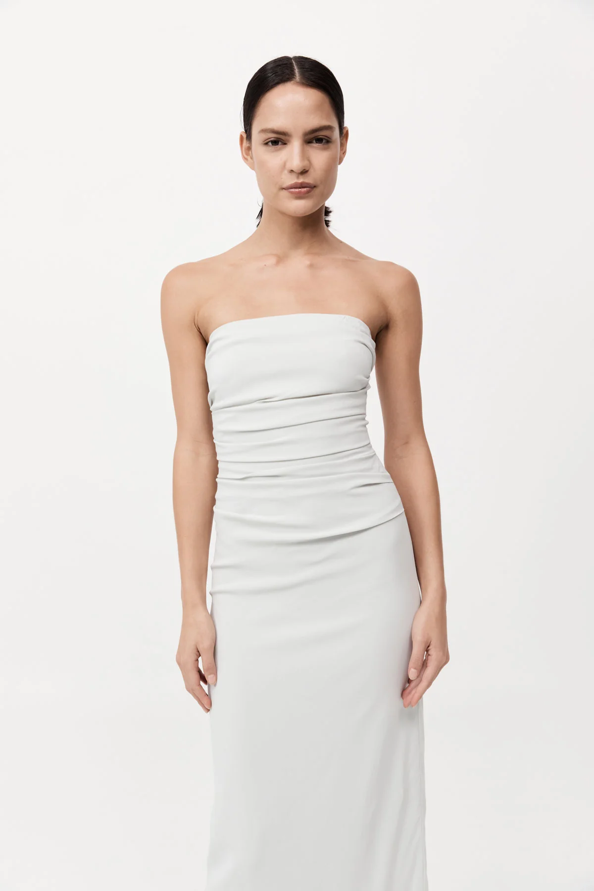 Strapless Tie Back Dress - Silver - Image 4
