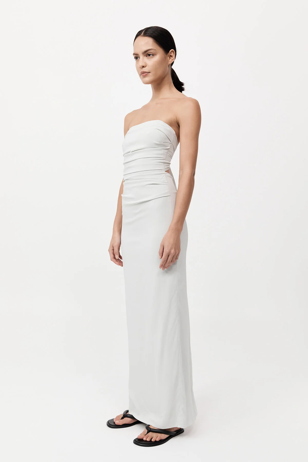 Strapless Tie Back Dress - Silver - Image 5