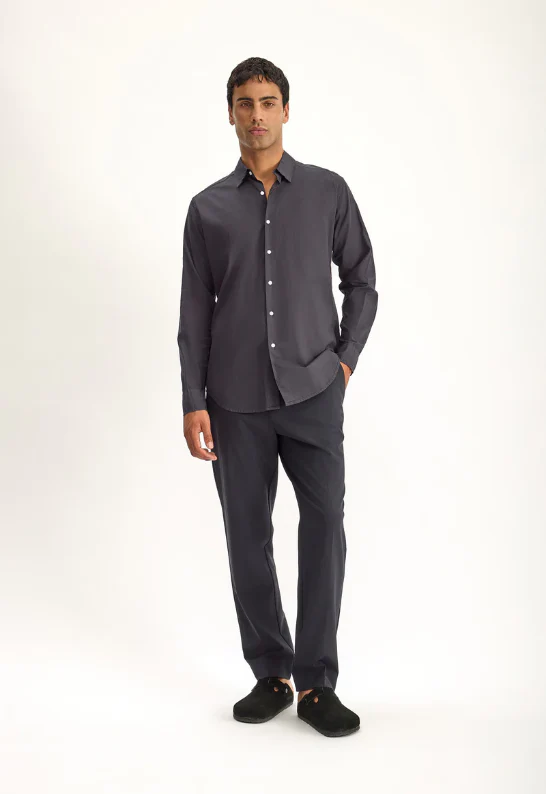 Folded Collar Shirt - Blacken