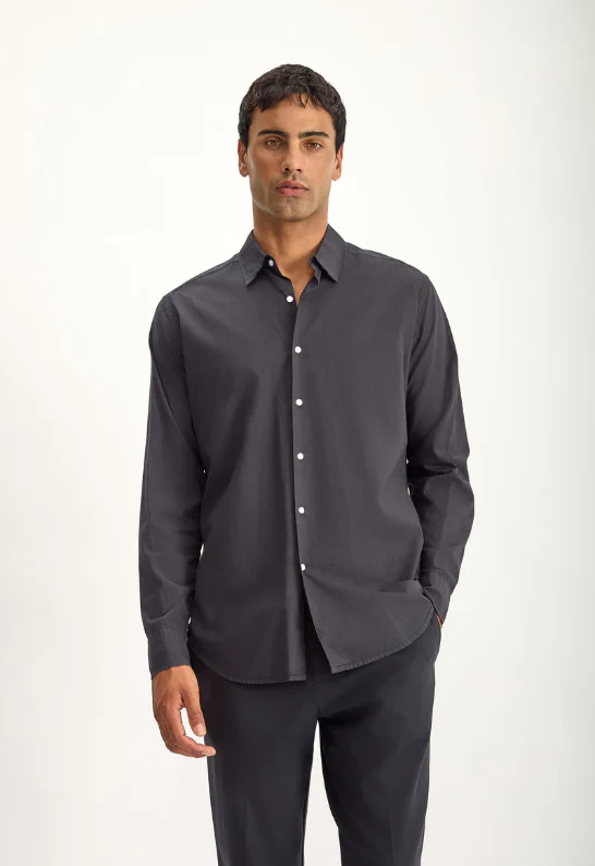 Folded Collar Shirt - Blacken - Image 2