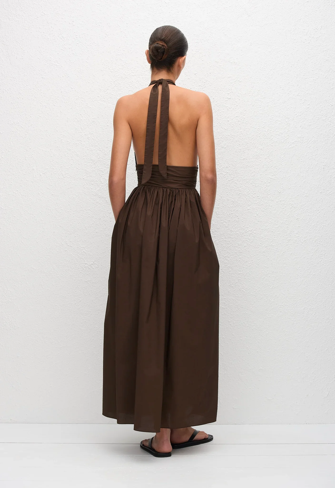 Keyhole Halter Midi Dress - Chocolate - Image 3