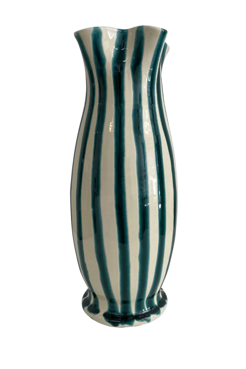 Lido Pinch Vase - Cream/Green