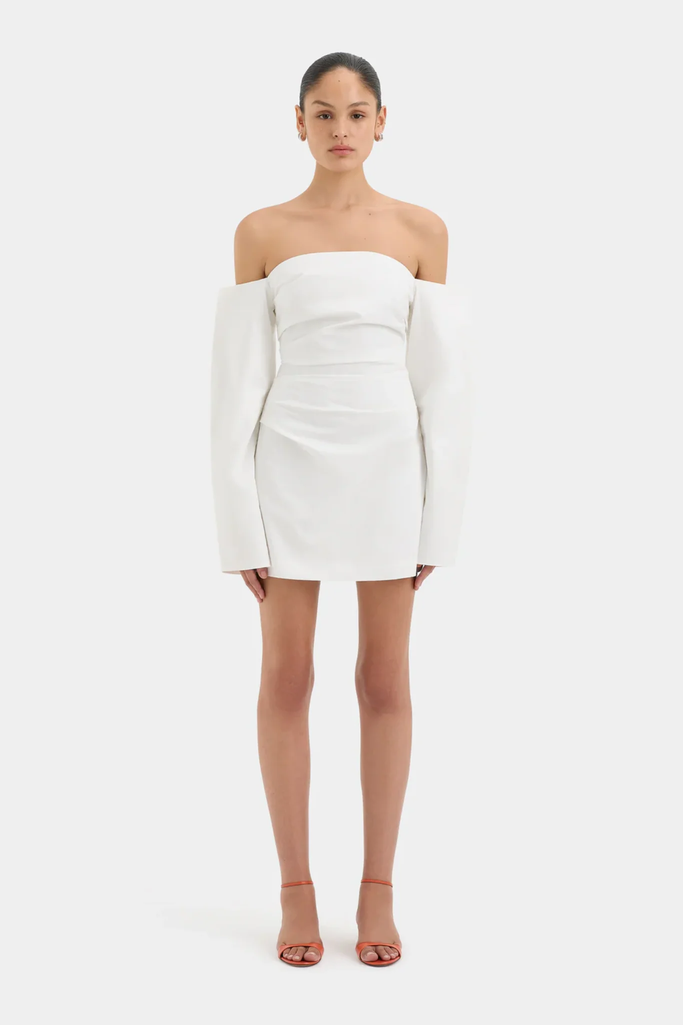 Martina Sleeved Mini Dress - Ivory - Image 2