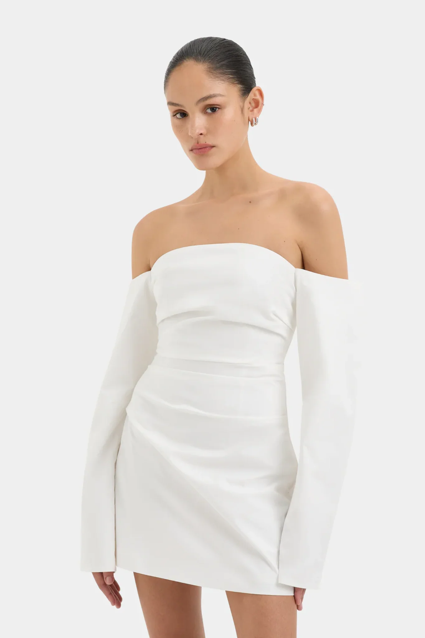 Martina Sleeved Mini Dress - Ivory - Image 8