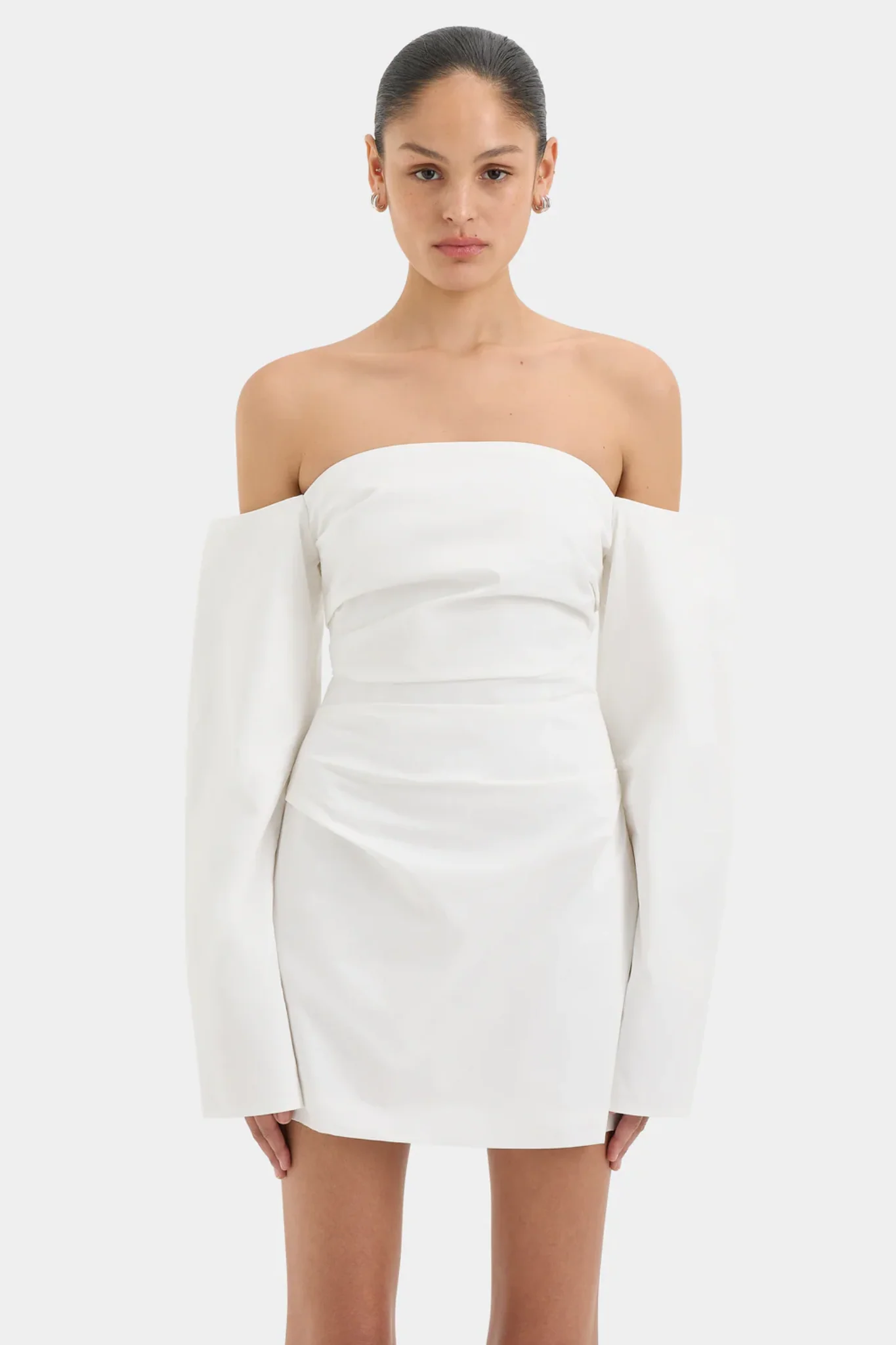 Martina Sleeved Mini Dress - Ivory - Image 9