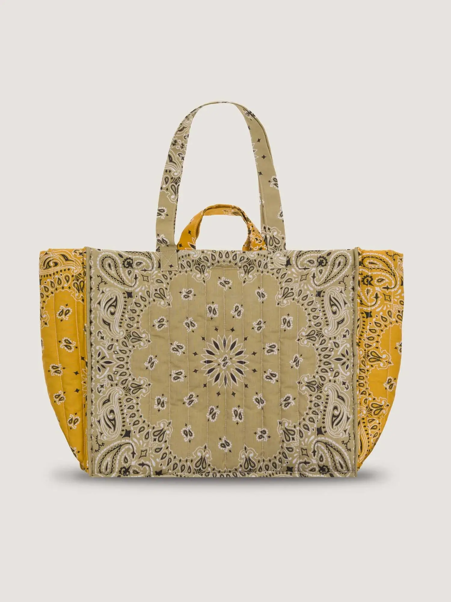 Maxi Quilted Cabas Tote Love - Beige / Mustard - Image 2