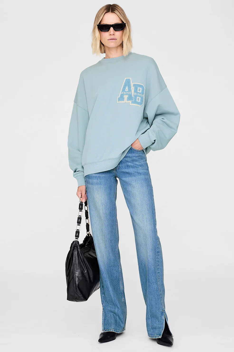 Miles Oversized Sweatshirt Letterman - Pastel Blue - Image 2