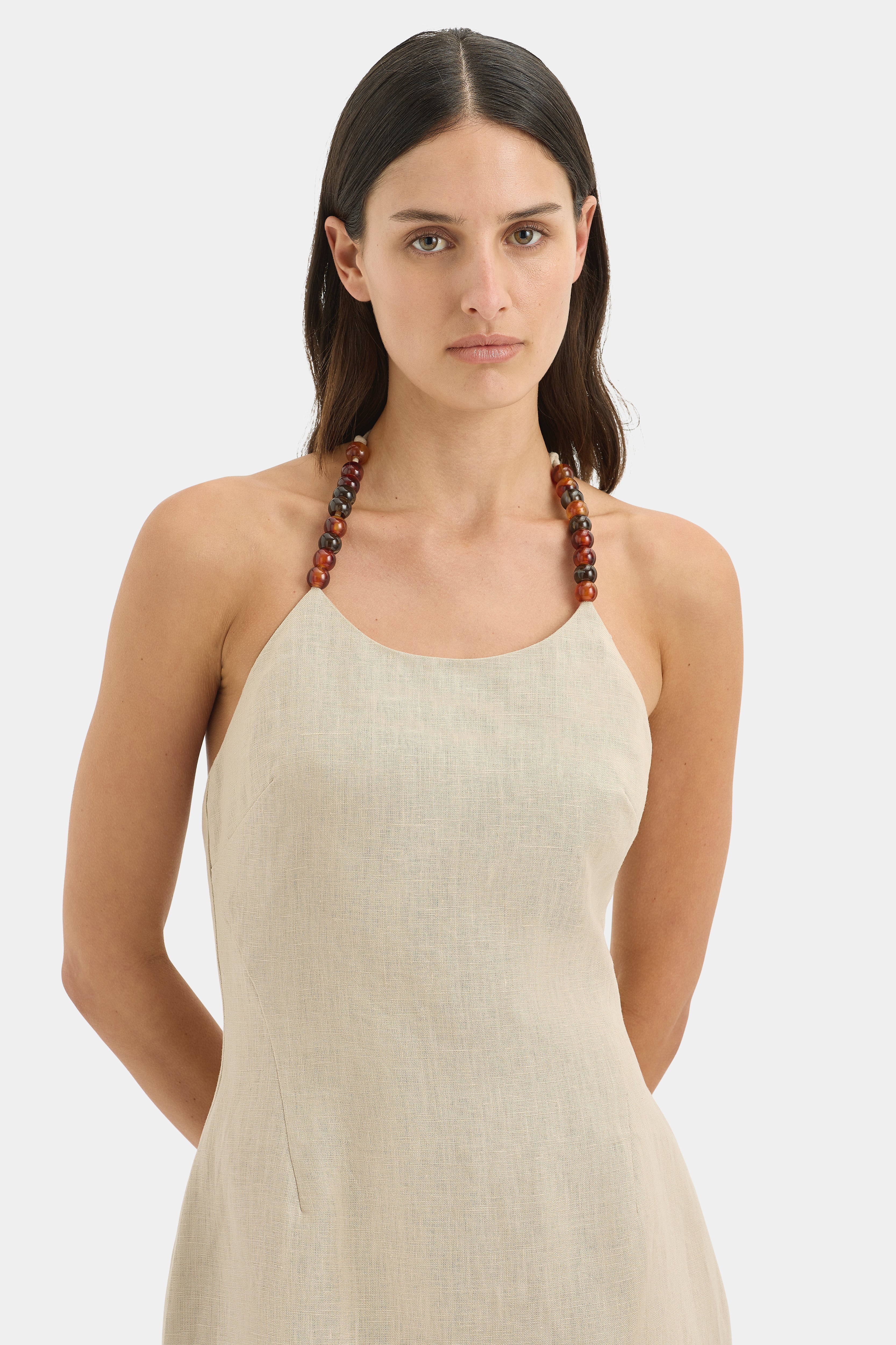 Moretti Halter Mini Dress - Natural - Image 4
