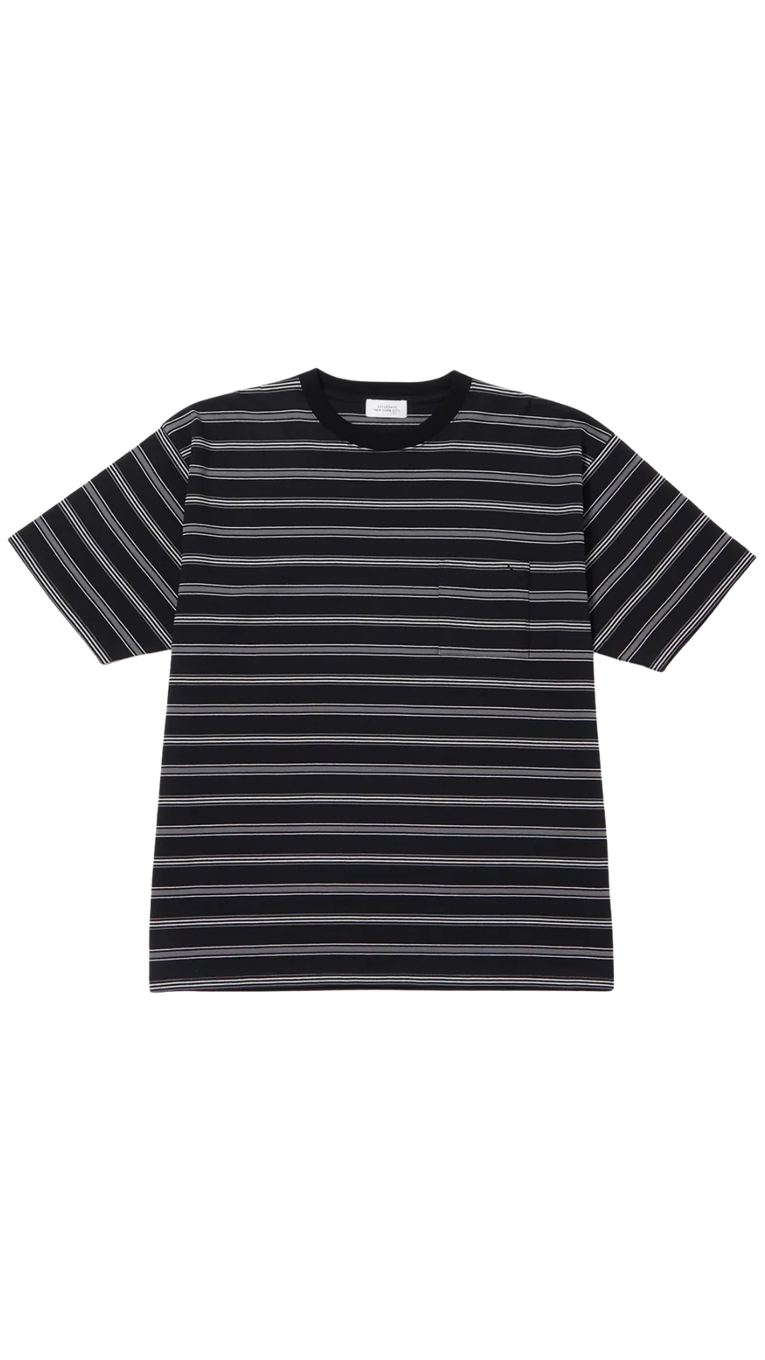 Multi Striped Relaxed Short Sleeve Tee - Black