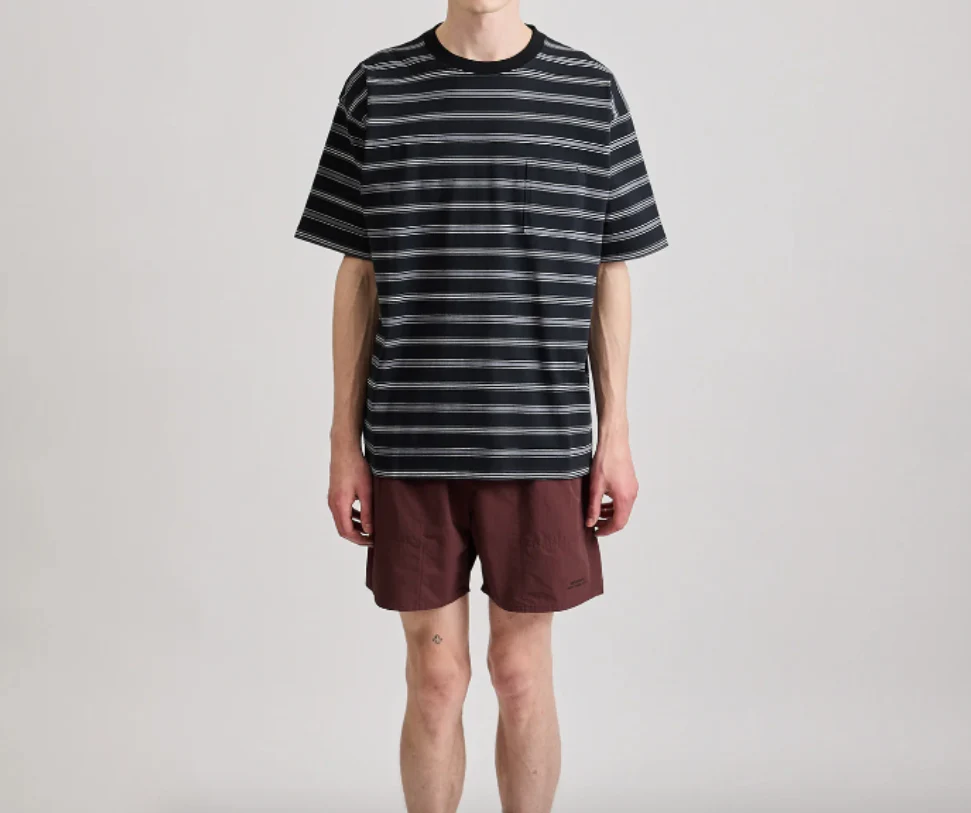 Multi Striped Relaxed Short Sleeve Tee - Black - Image 2