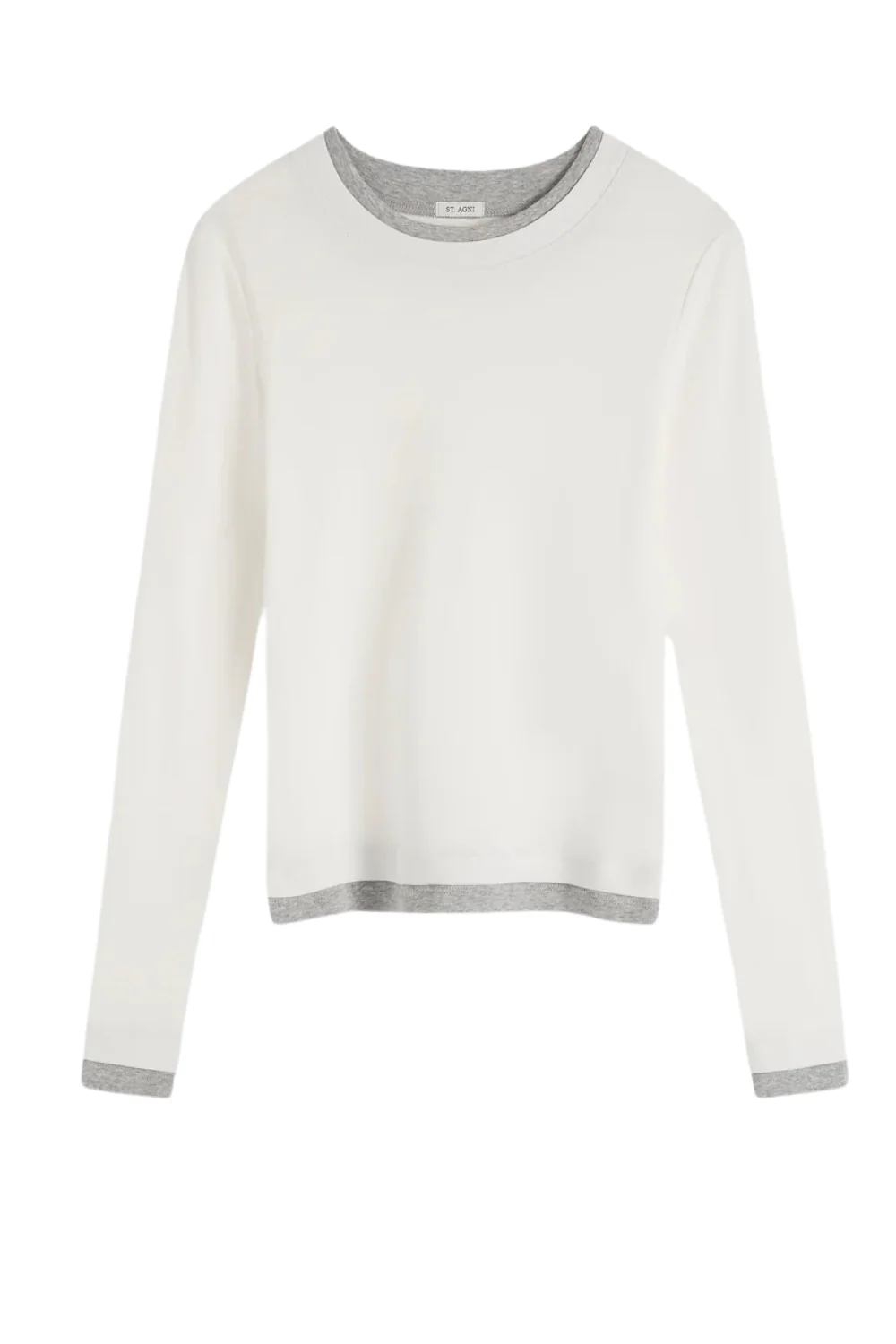 Organic Cotton Layered Long Sleeve Top - White