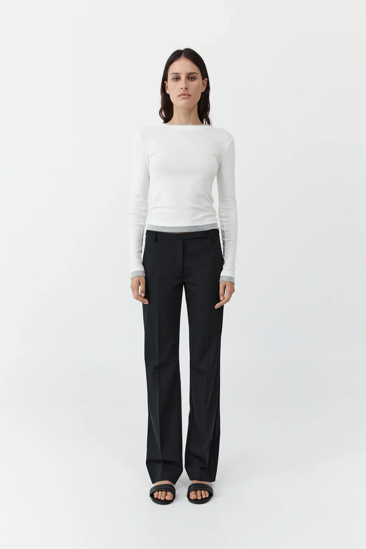 Organic Cotton Layered Long Sleeve Top - White - Image 3