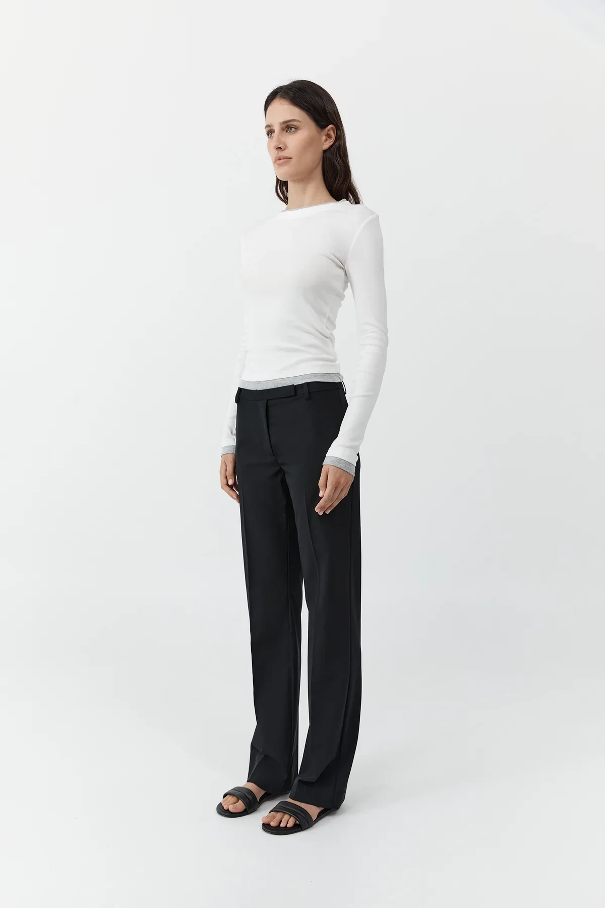 Organic Cotton Layered Long Sleeve Top - White - Image 4