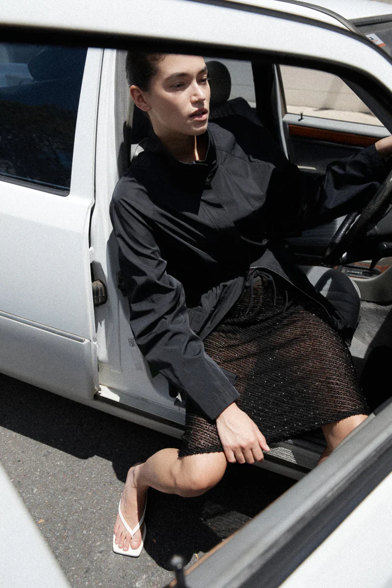 Paper Taffeta Parka - Black - Image 7