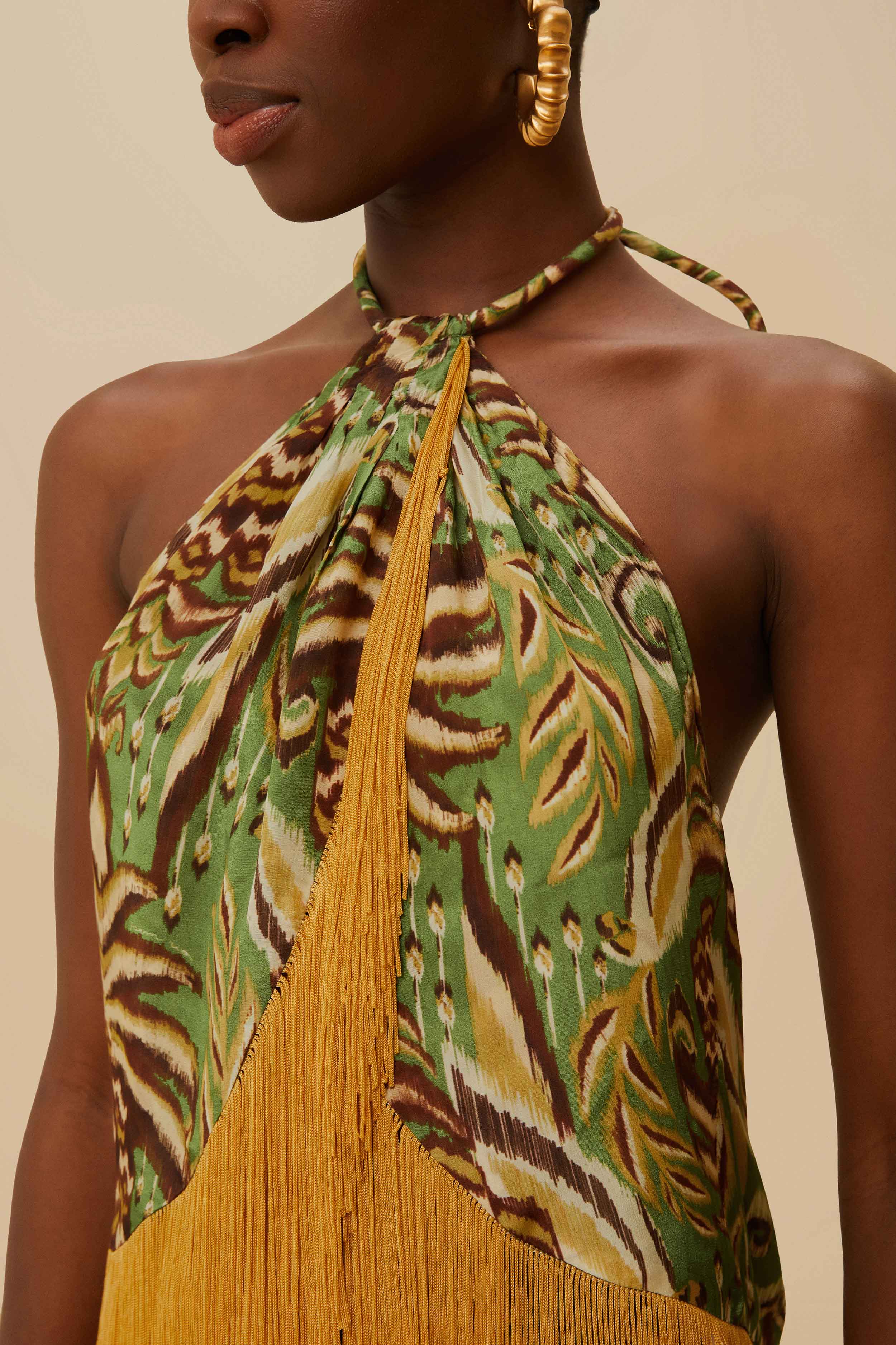 Pineapple Tapestry Green Overlapped Fringe Top - Image 2