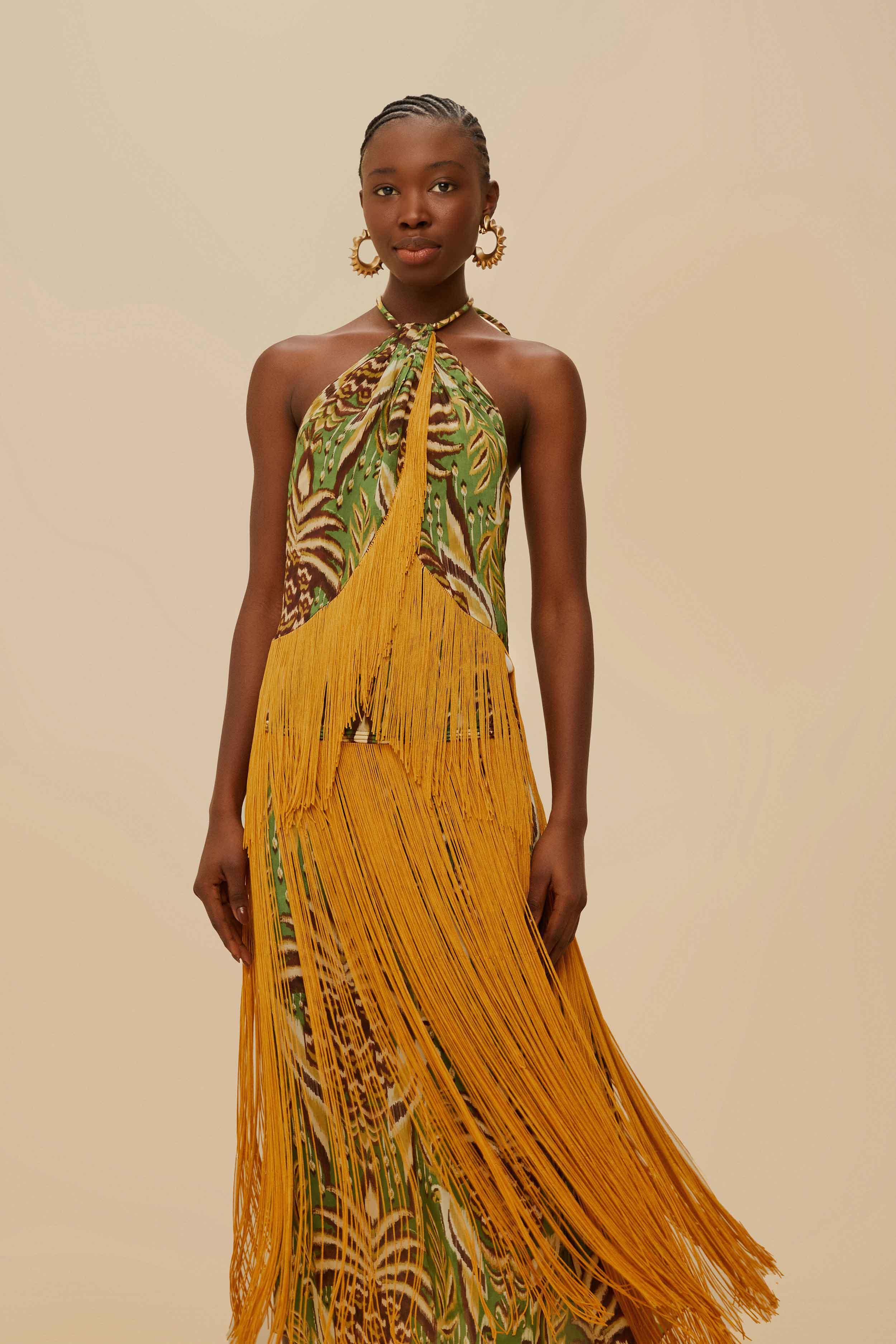 Pineapple Tapestry Green Overlapped Fringe Top - Image 3