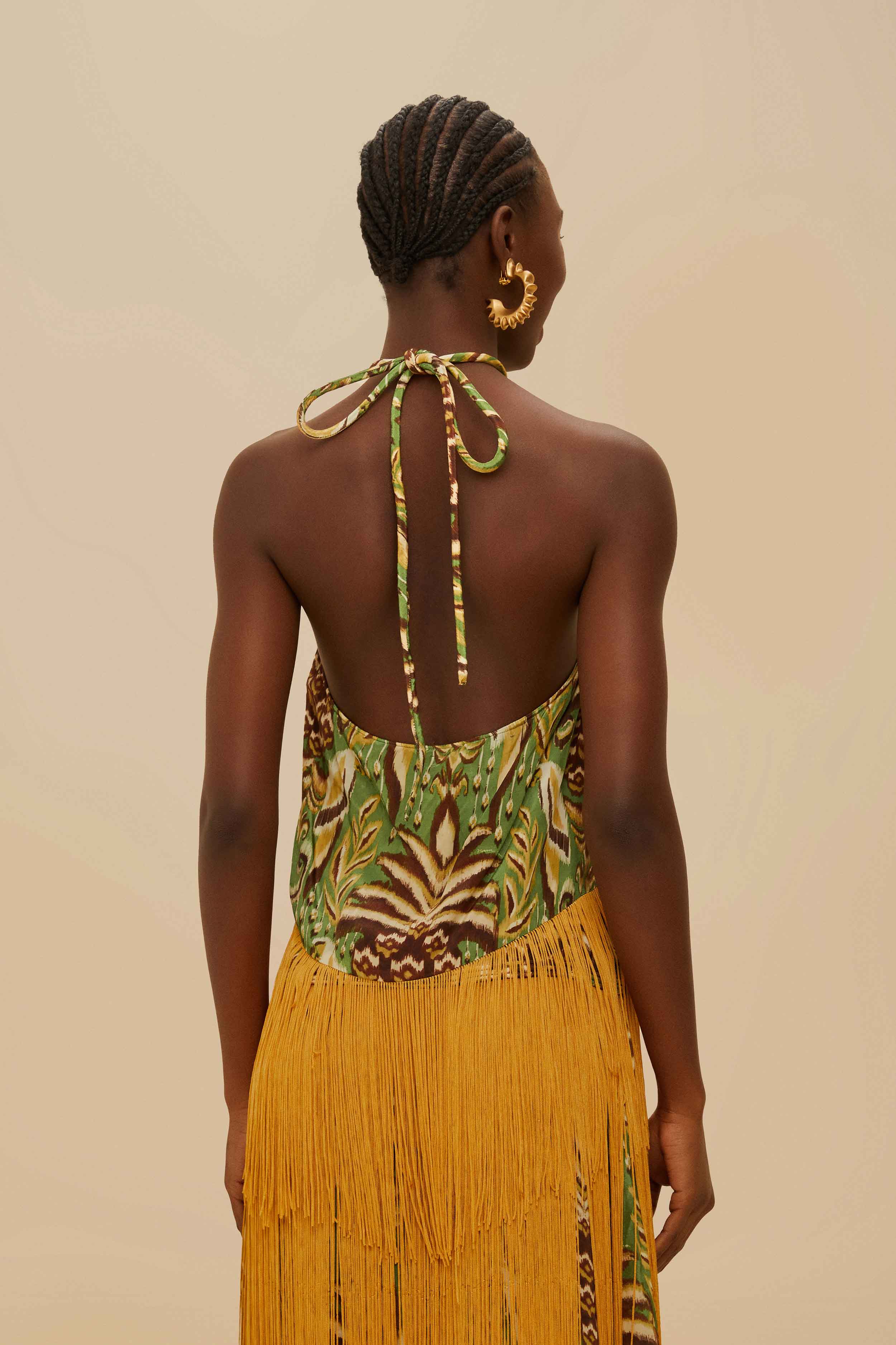 Pineapple Tapestry Green Overlapped Fringe Top - Image 4