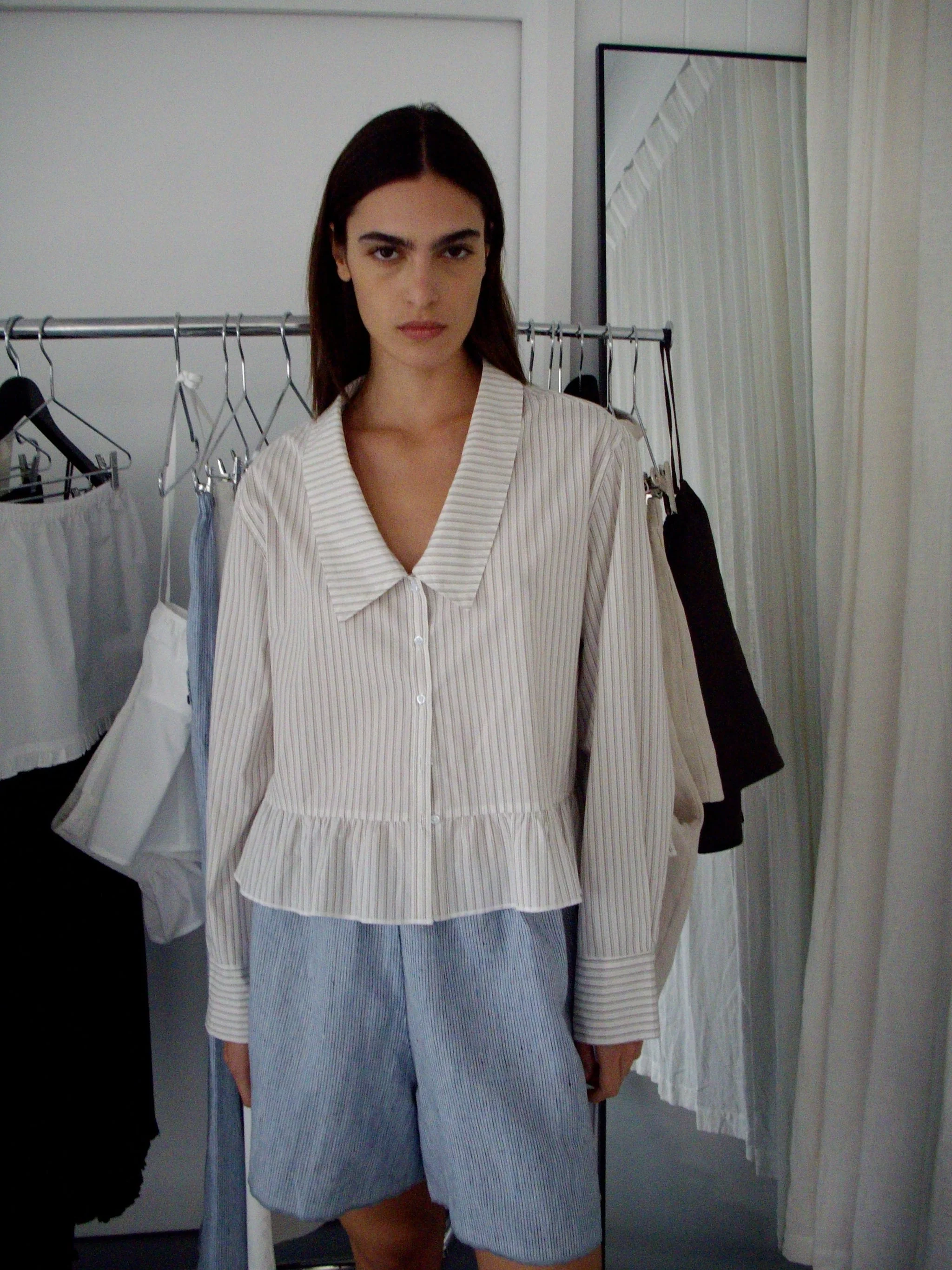 Press Stud Short - Blue Stripe - Image 4