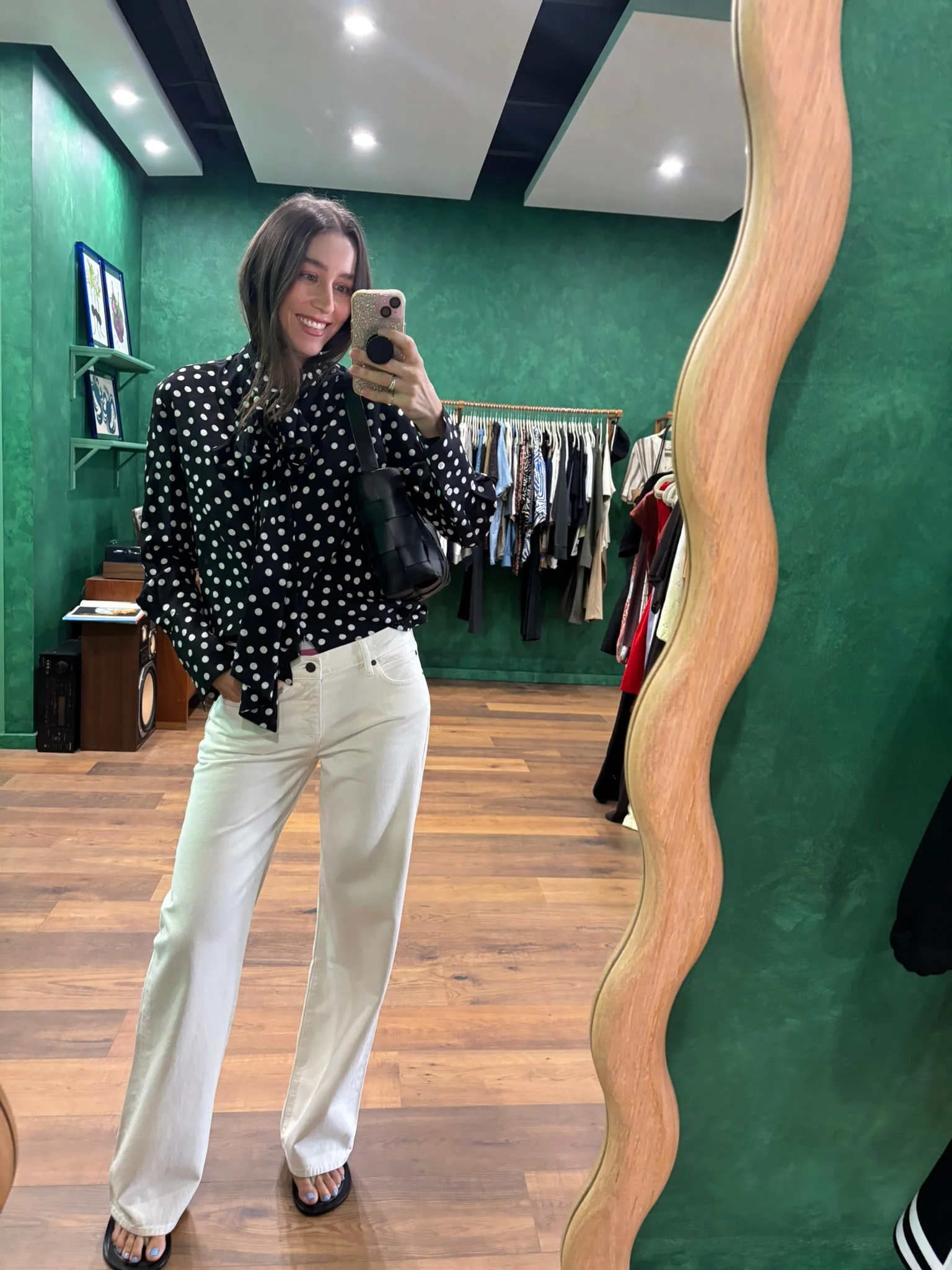 Ruby Shirt - Black/White Double Dot Jacquard - Image 2