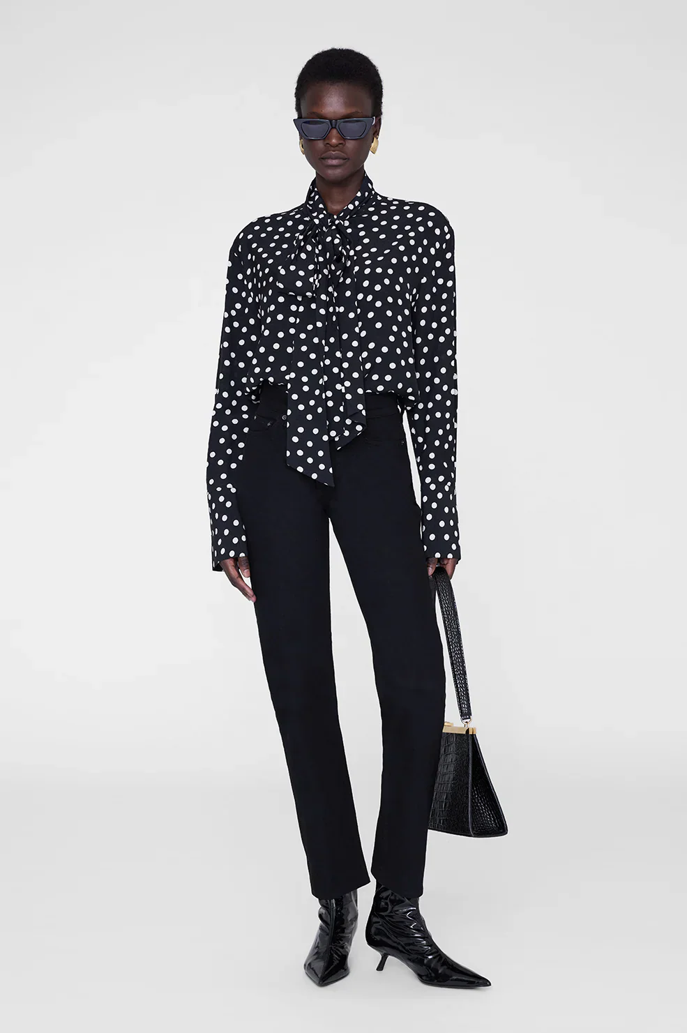 Ruby Shirt - Black/White Double Dot Jacquard - Image 3