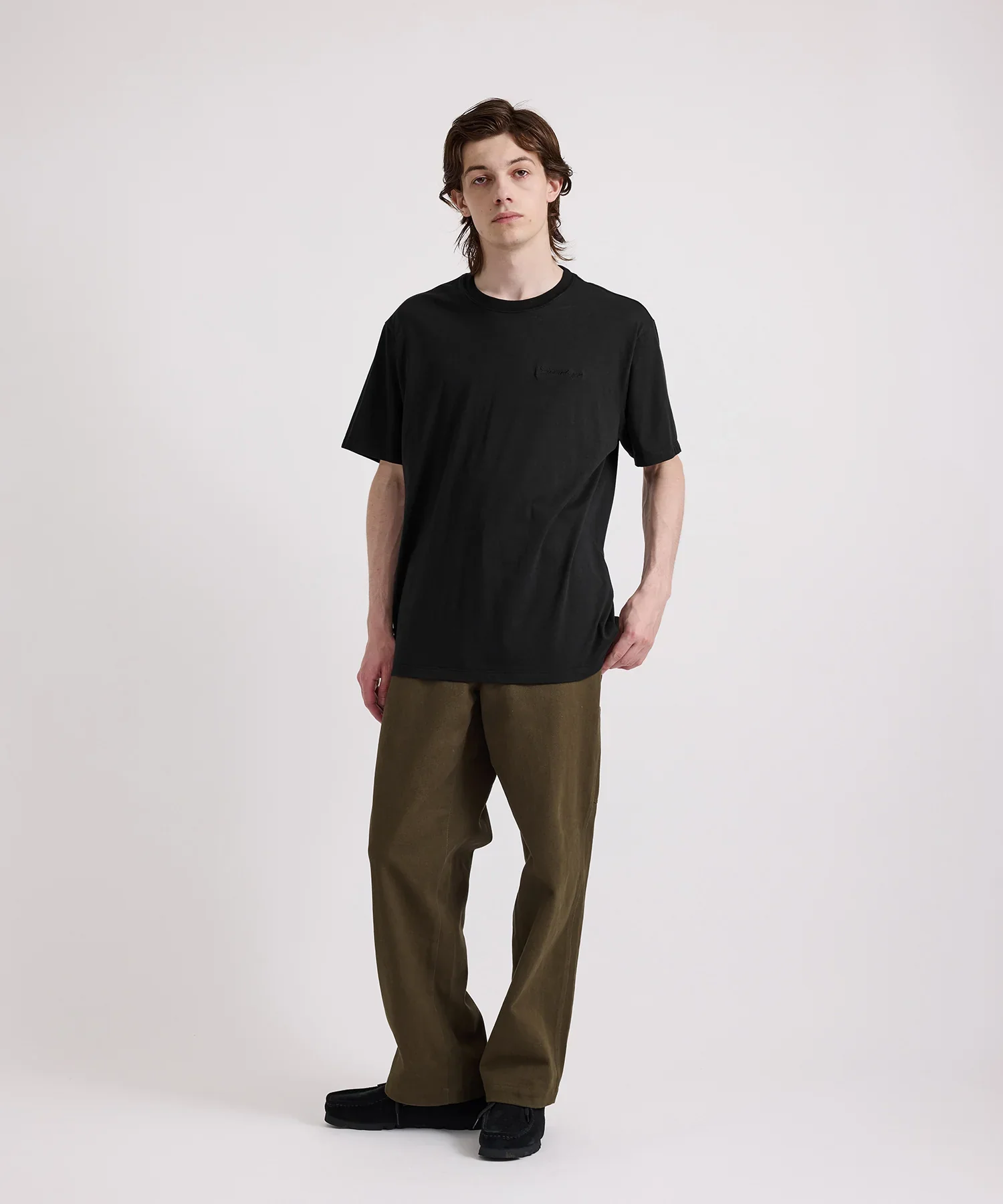 Script Embroidered Short Sleeve Tee - Black - Image 2