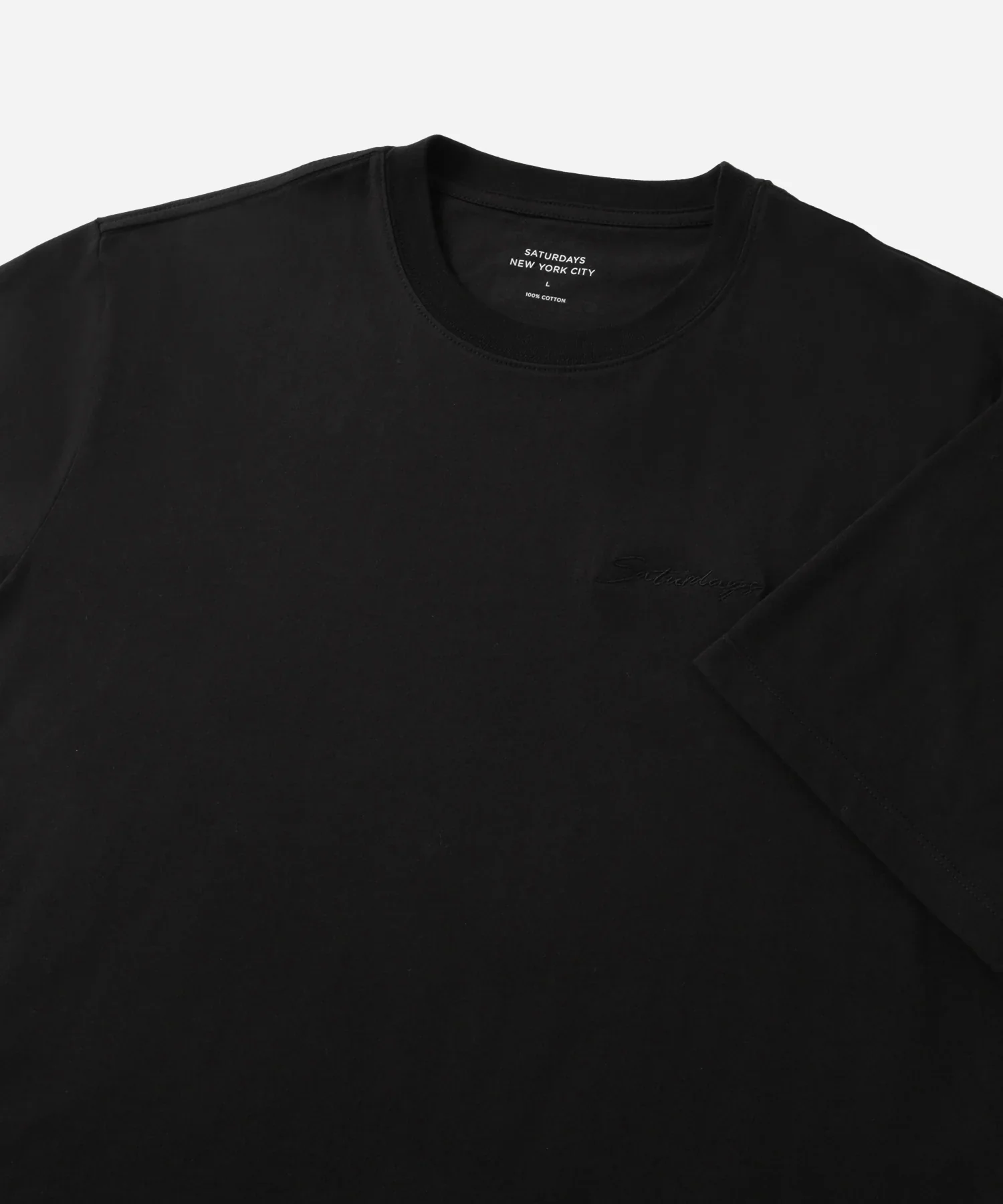 Script Embroidered Short Sleeve Tee - Black - Image 4