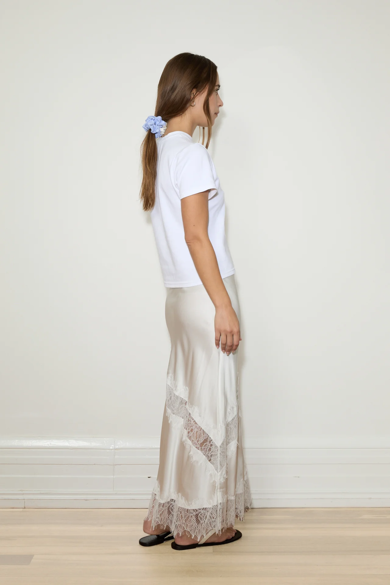 Silk Lace Midi Skirt - Optic White - Image 2