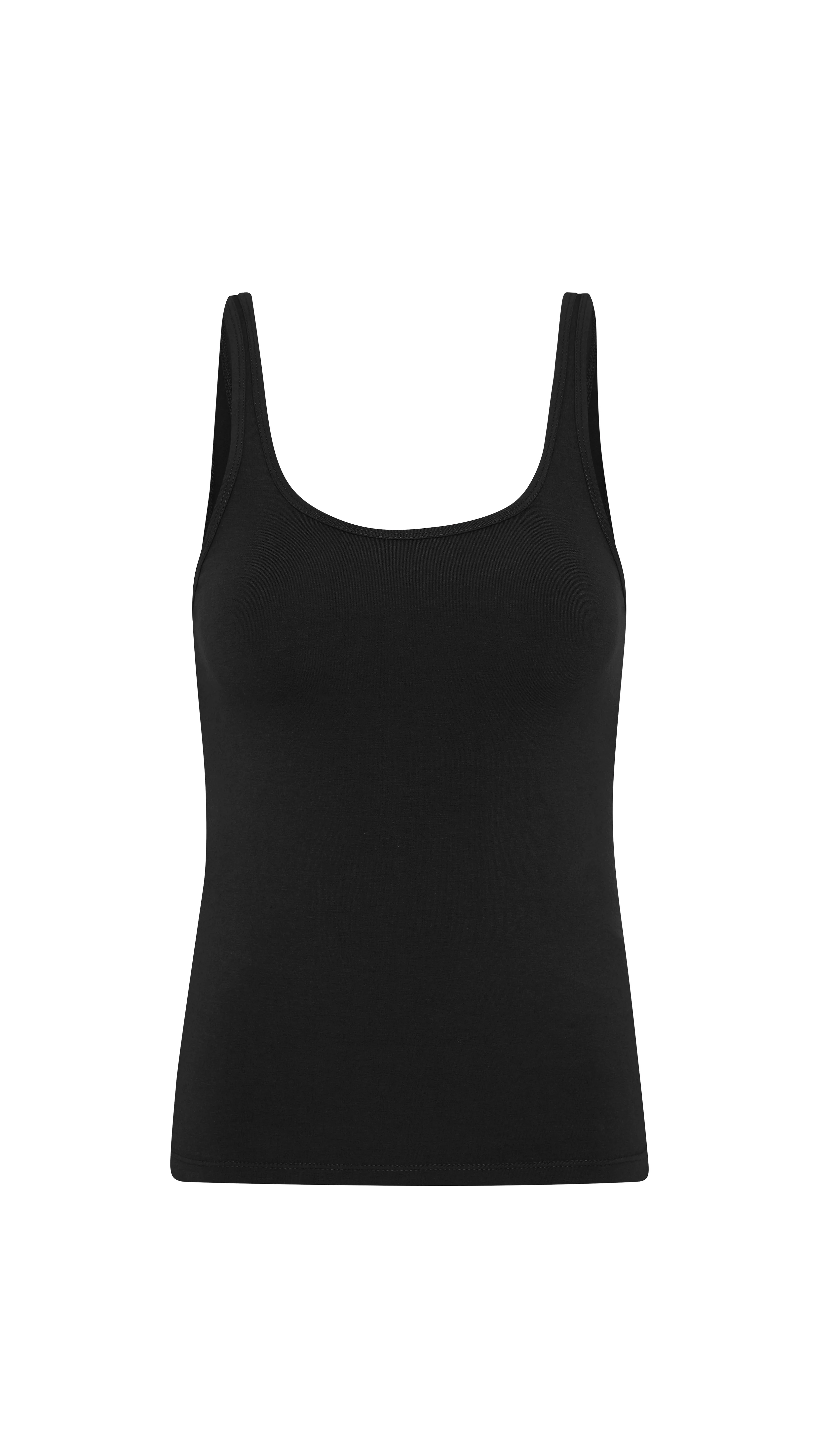 Soft Jersey Slim Scoop Tank - Jet Black