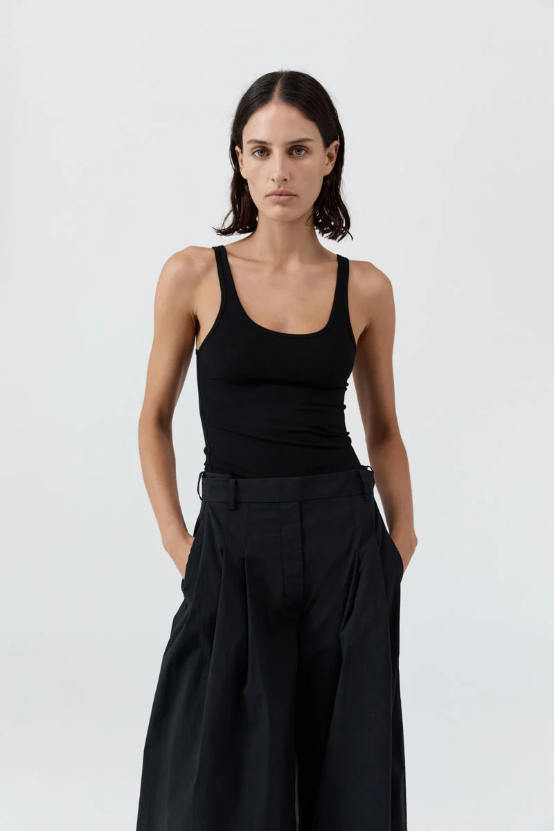 Soft Jersey Slim Scoop Tank - Jet Black - Image 3