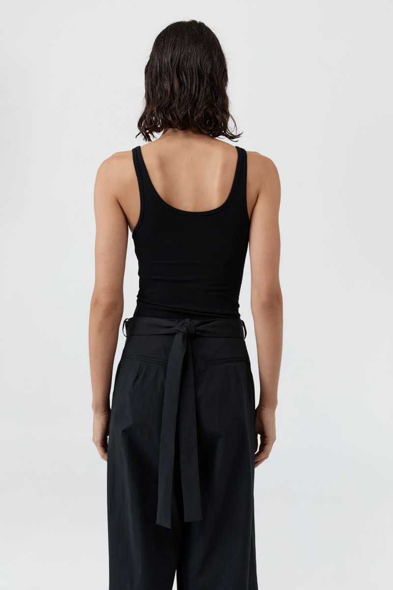 Soft Jersey Slim Scoop Tank - Jet Black - Image 6