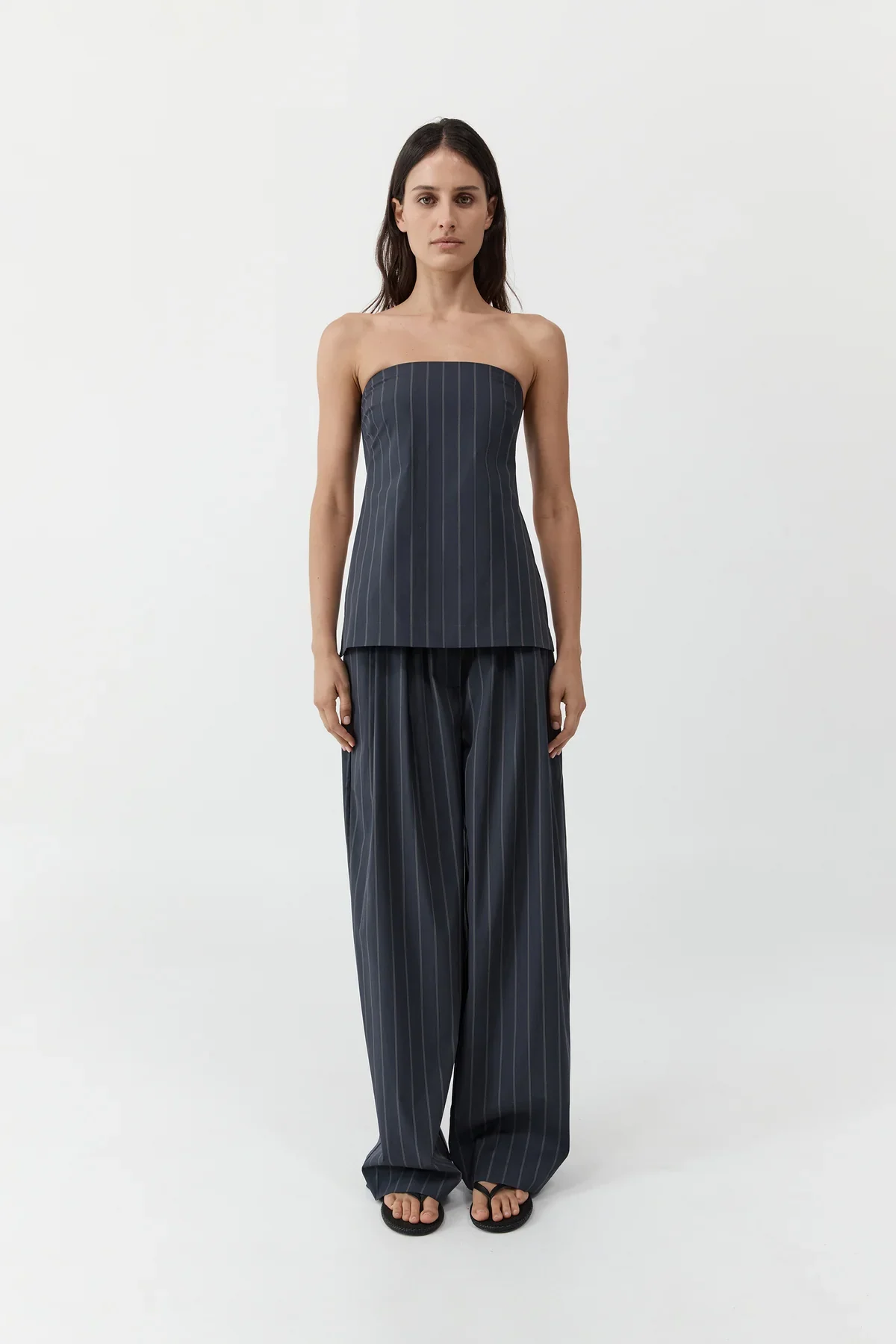 Strapless Rouleau Tie Top - Ink Stripe - Image 3