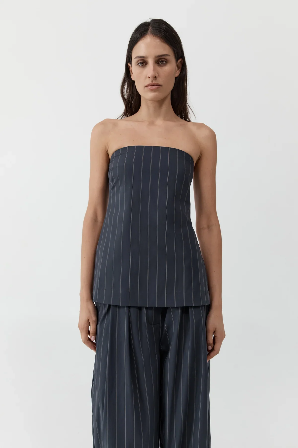 Strapless Rouleau Tie Top - Ink Stripe - Image 4